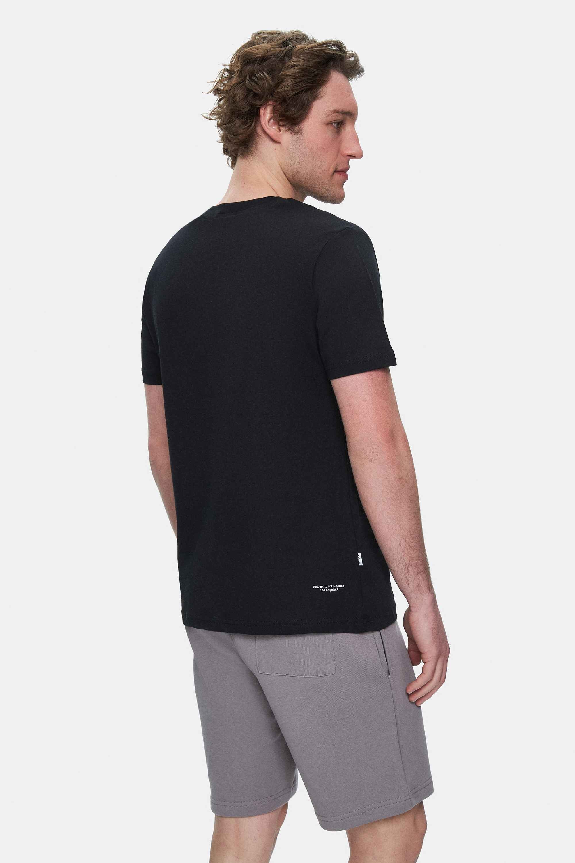 GAYLEY Siyah Bisiklet Yaka Baskılı Standard Fit Erkek Tshirt