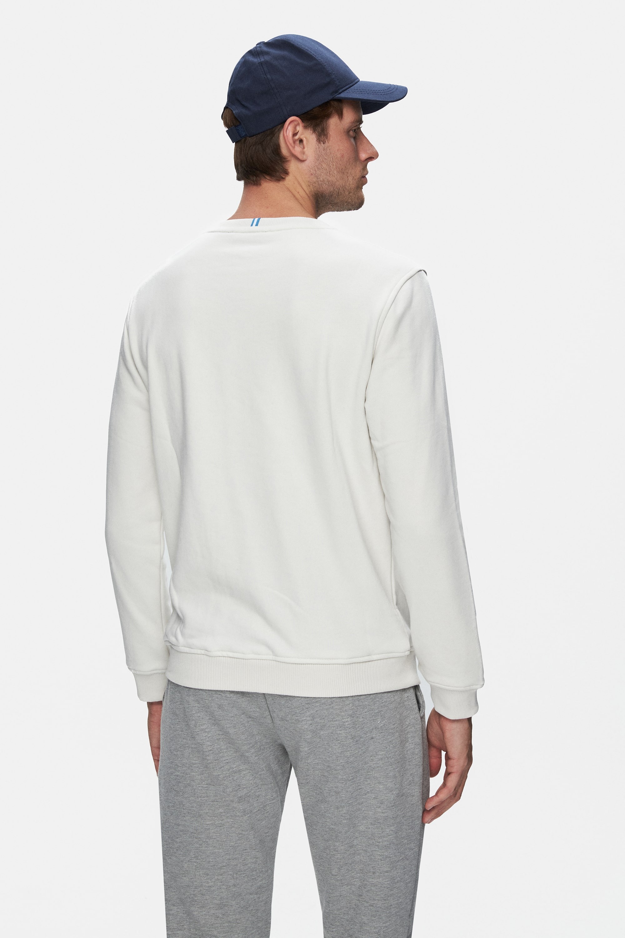 VALLEY Bej Bisiklet Yaka Baskılı Standard Fit Erkek Sweatshirt