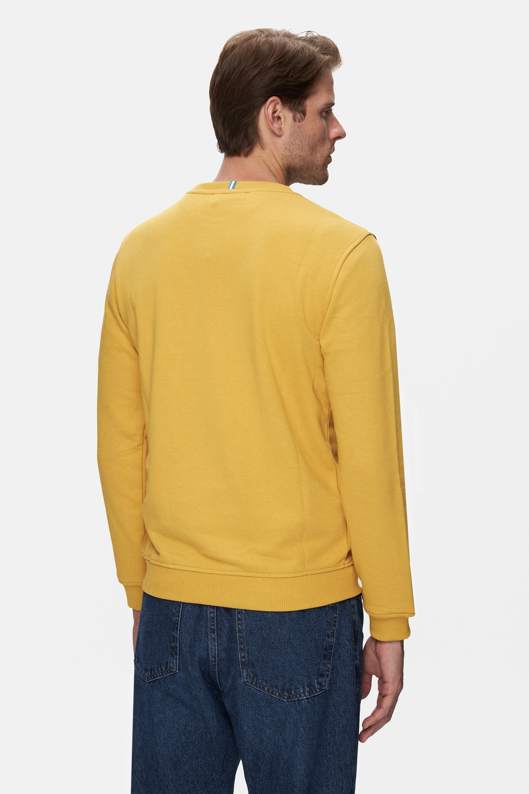 VALLEY Sarı Bisiklet Yaka Baskılı Standard Fit Erkek Sweatshirt