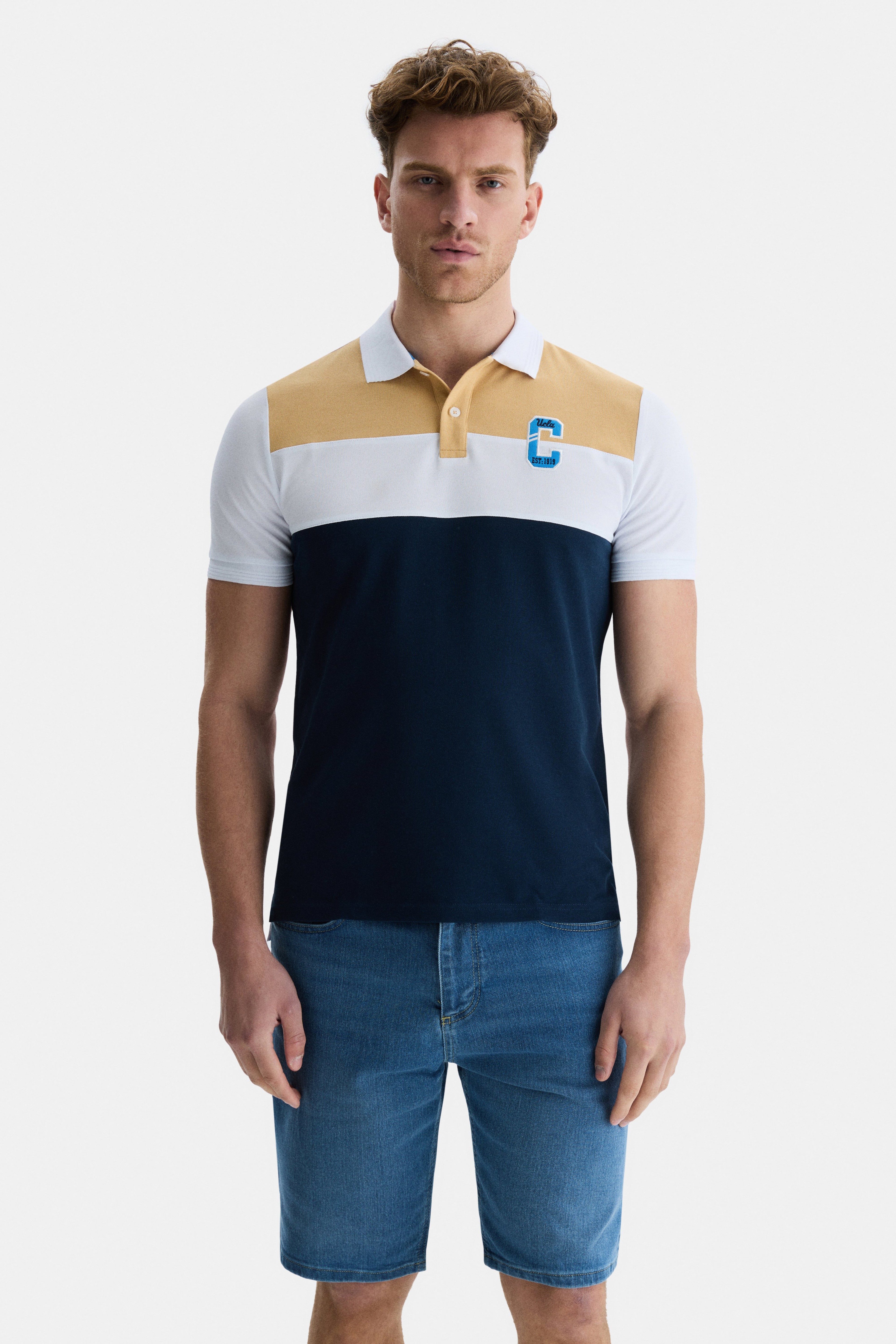 CLAREMONT Kahve Polo Yaka Nakışlı Standard Fit Erkek Tshirt