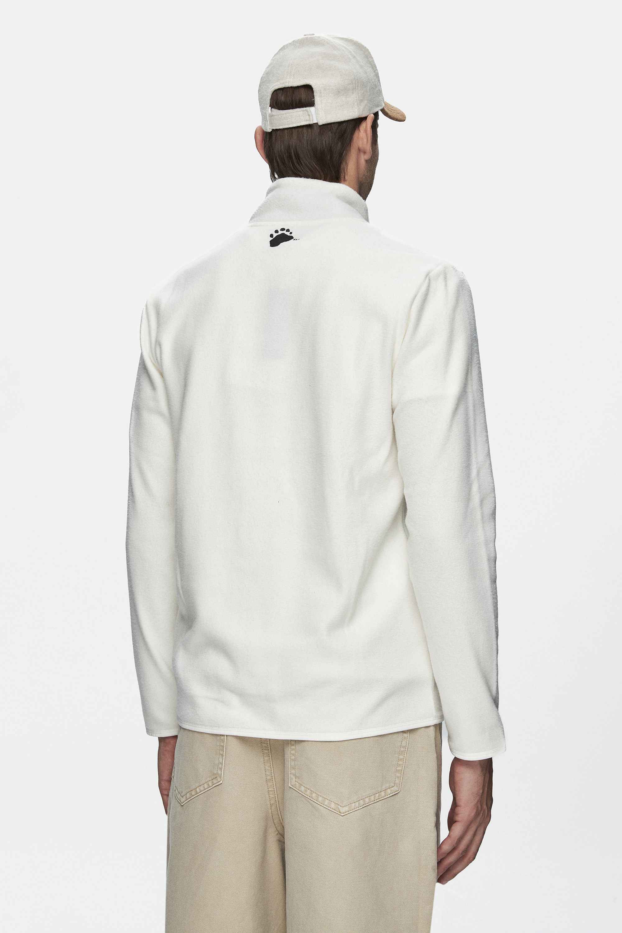 GREMIO Bej Polar Dik Yaka Nakışlı Standard Fit Erkek Sweatshirt