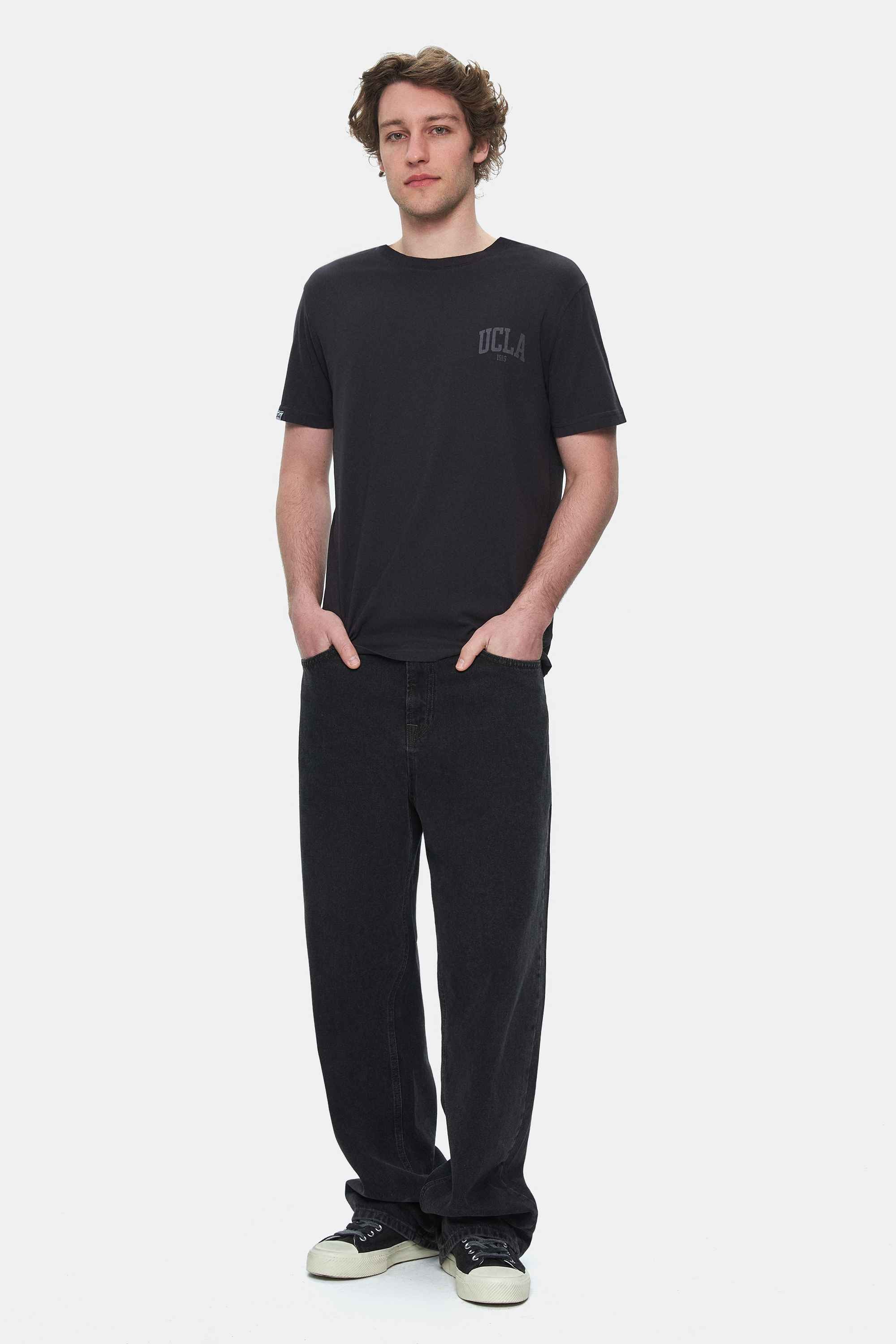 TATUM Siyah Bisiklet Yaka Baskılı Standard Fit Erkek Tshirt