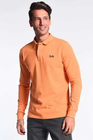 GUSTINE Turuncu Polo Yaka Nakışlı Standard Fit Erkek Sweatshirt