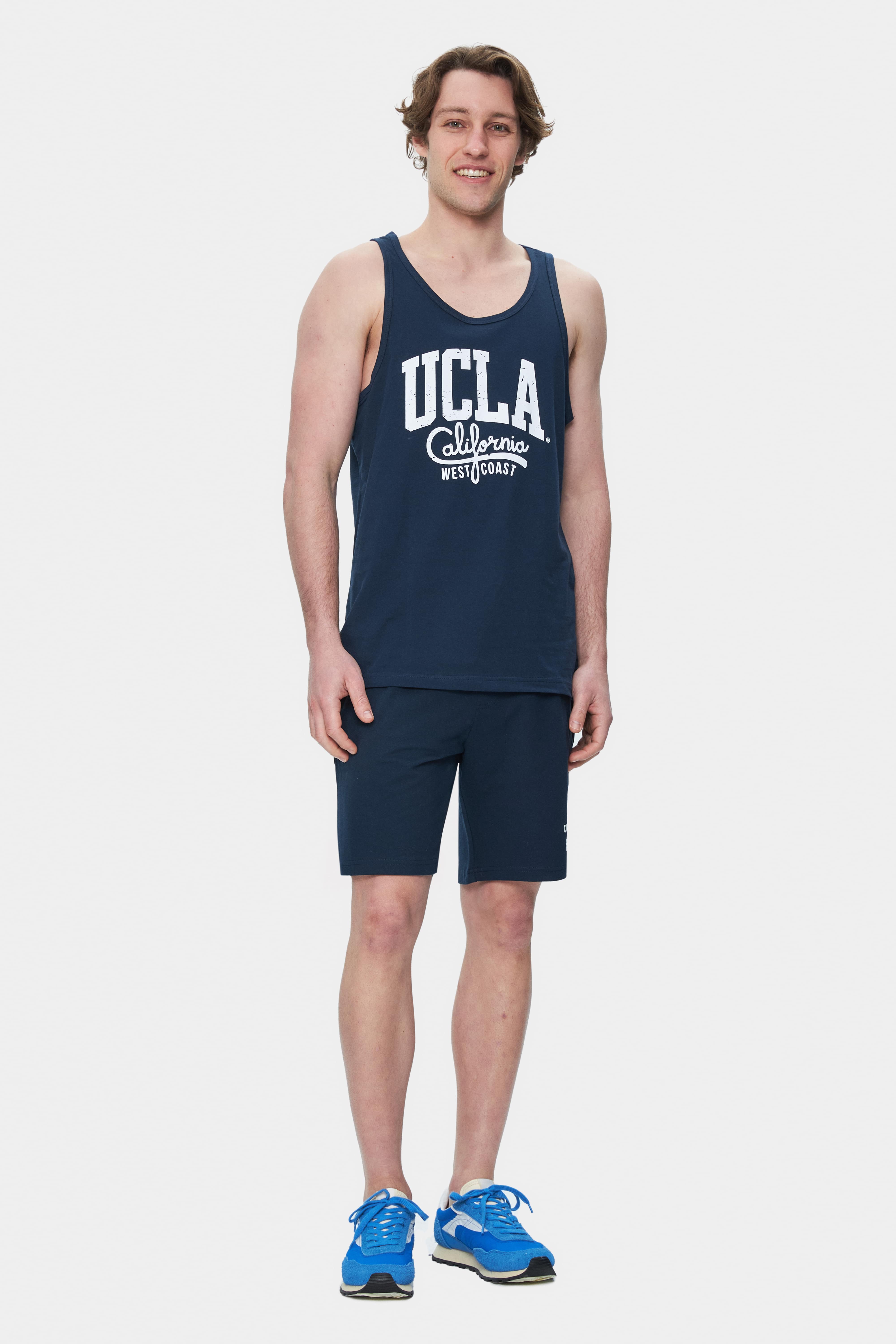 PEBBLE Lacivert Sıfır Kol Baskılı Oversize Erkek Tshirt