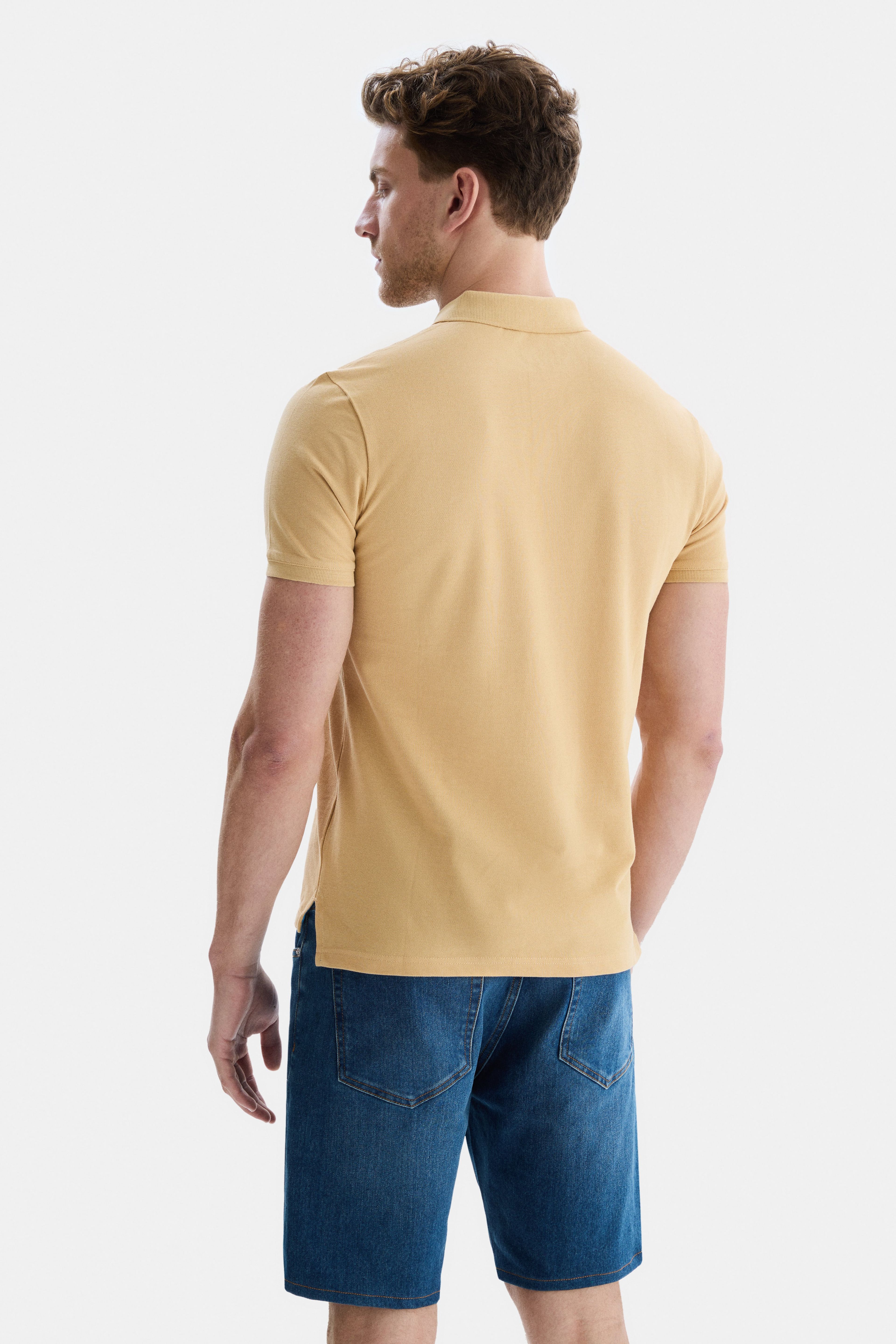 LAKES Kahve Polo Yaka Nakışlı Standard Fit Erkek Tshirt