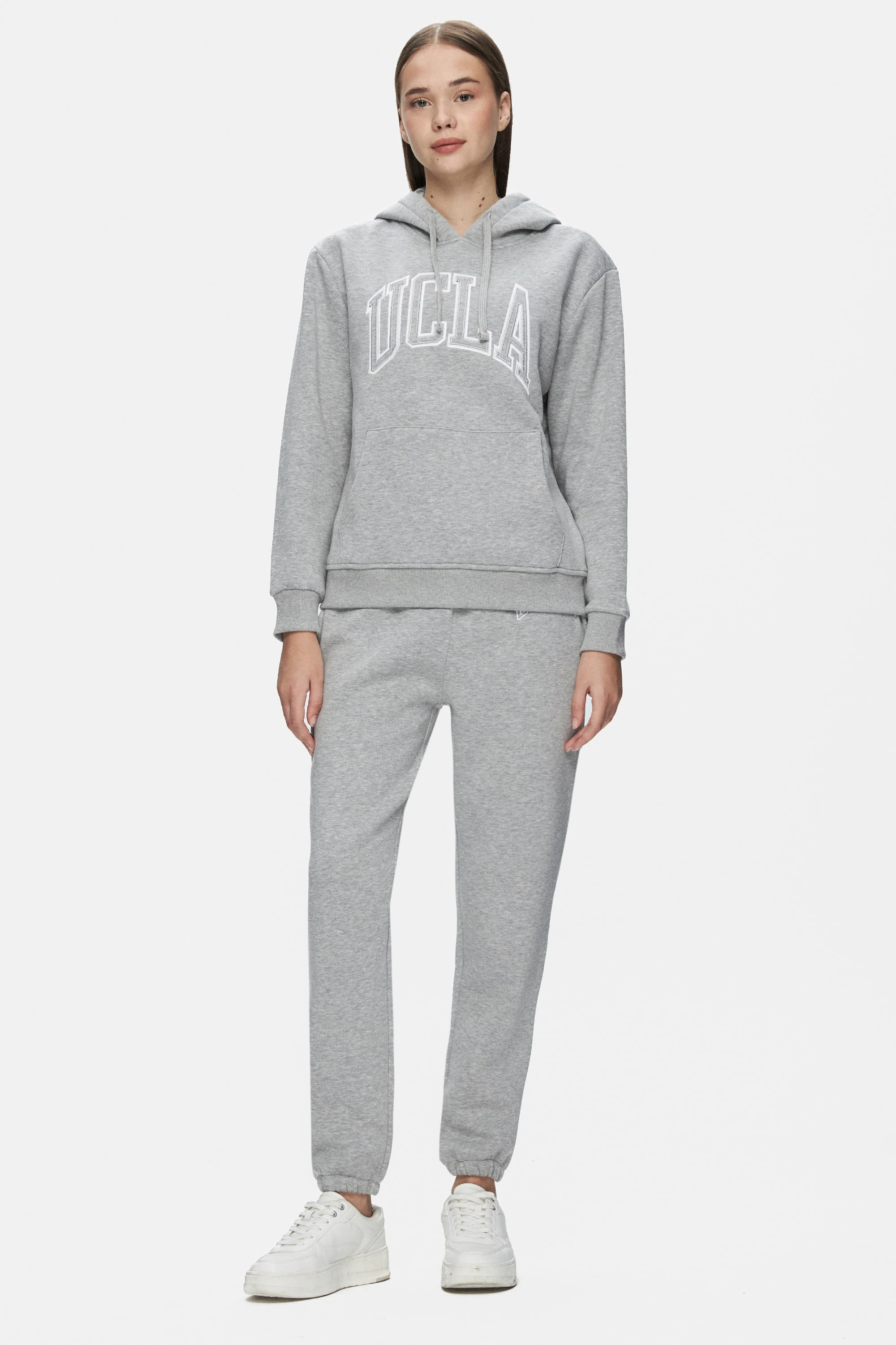 JULES Gri Rahat Paça Nakışlı Şardonlu Standard Fit Kadın Eşofman Altı