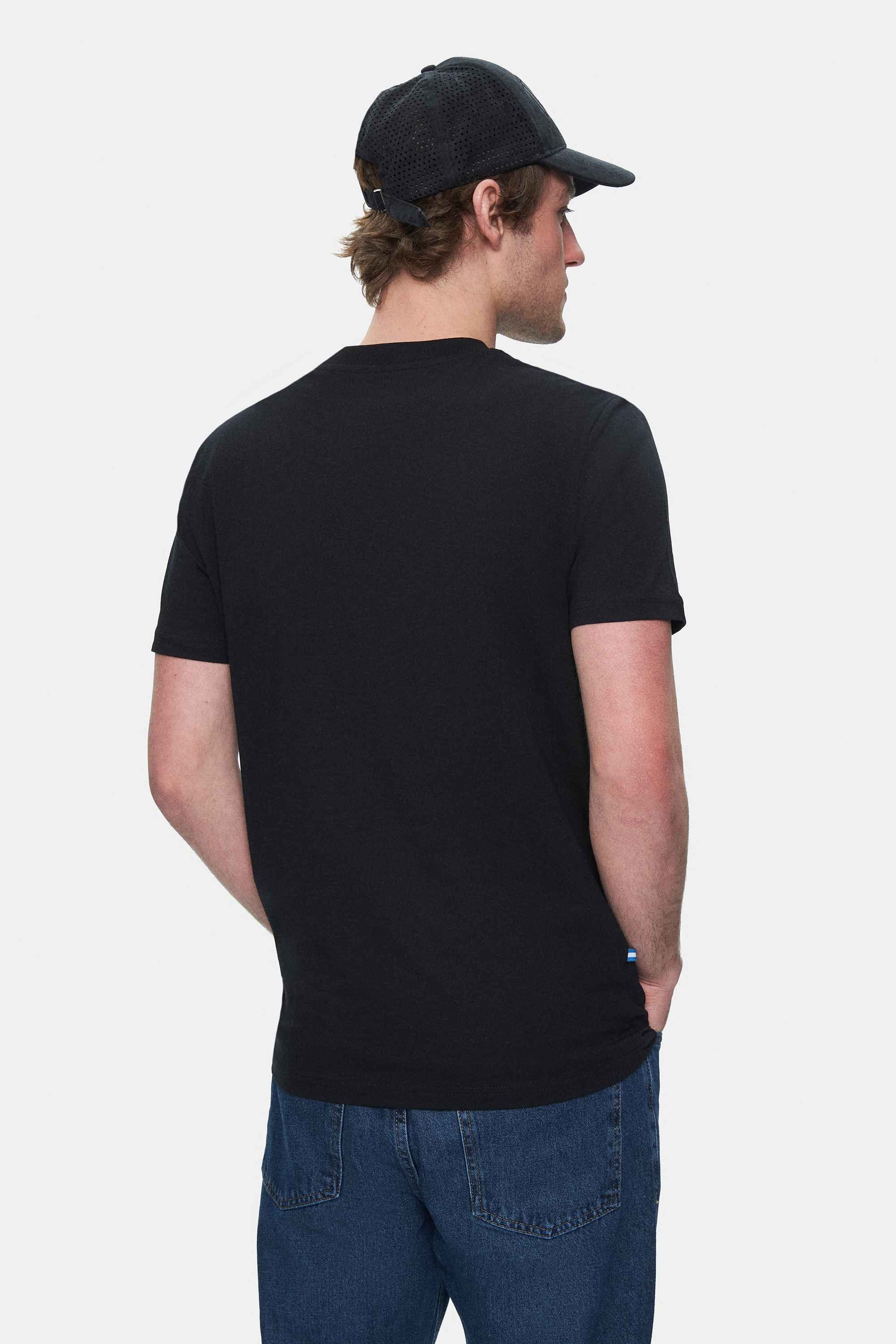 HARPER Siyah Bisiklet Yaka Nakışlı Standard Fit Erkek Tshirt