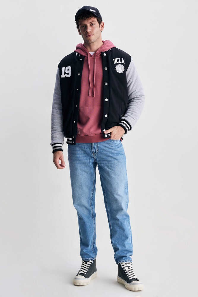 JUDE Bordo Kapüşonlu Nakışlı Standard Fit Erkek Sweatshirt