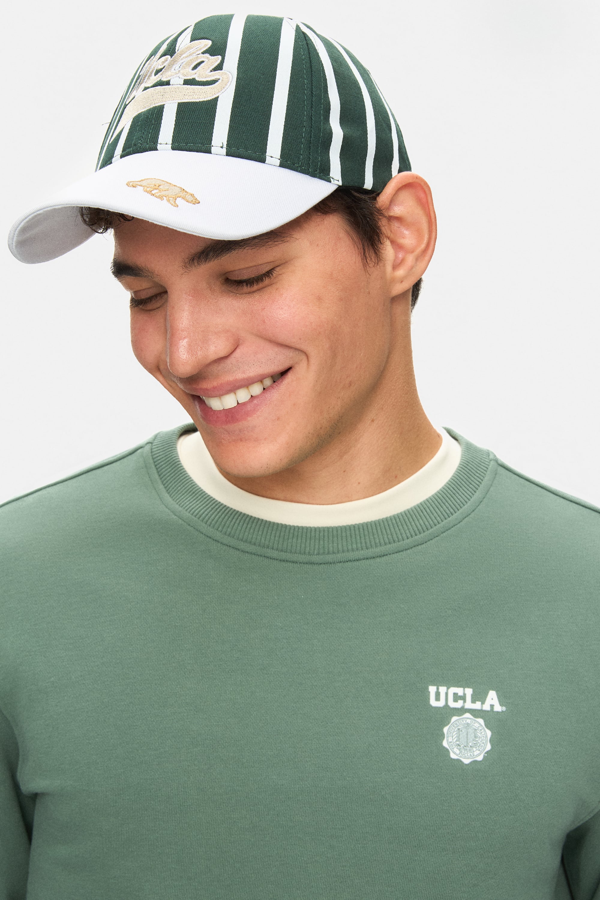 VALLEY Adaçayı Yeşili Bisiklet Yaka Baskılı Standard Fit Erkek Sweatshirt