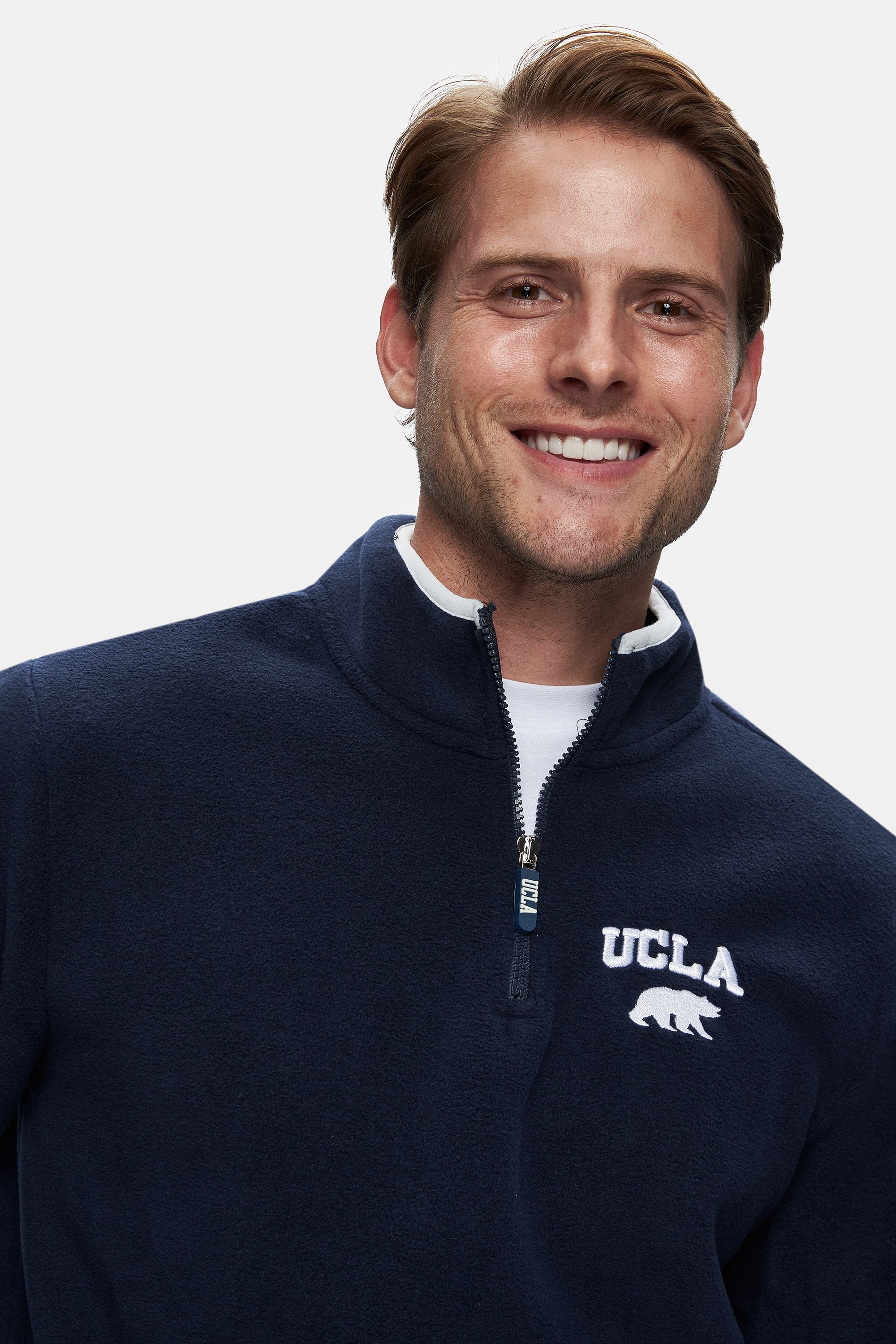 CORNING Koyu Lacivert Yarım Fermuarlı Nakışlı Polar Dik Yaka Standard Fit Erkek Sweatshirt