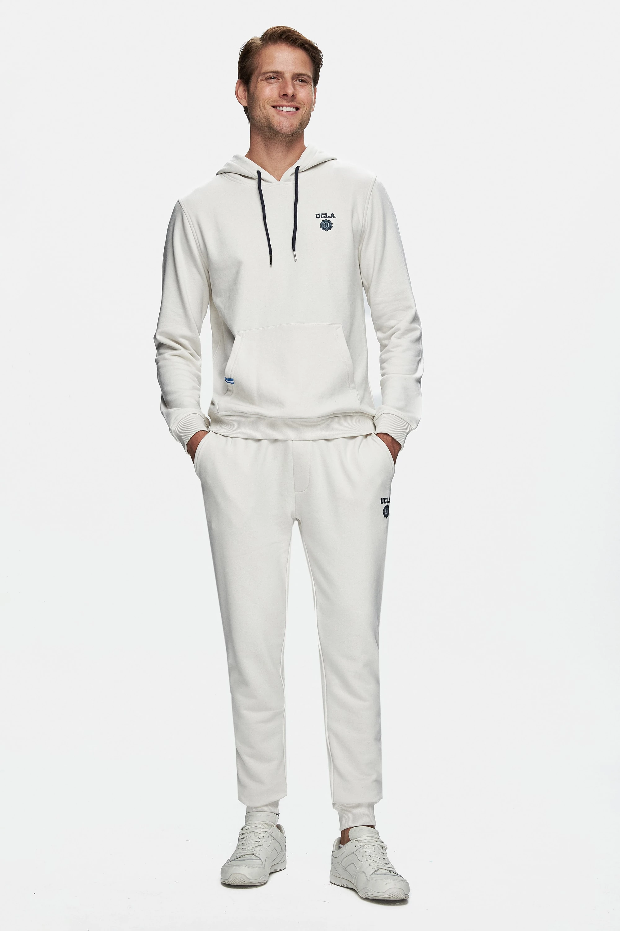 LUSKIN Bej Daralan Kesim Baskılı Standard Fit Erkek Eşofman Altı