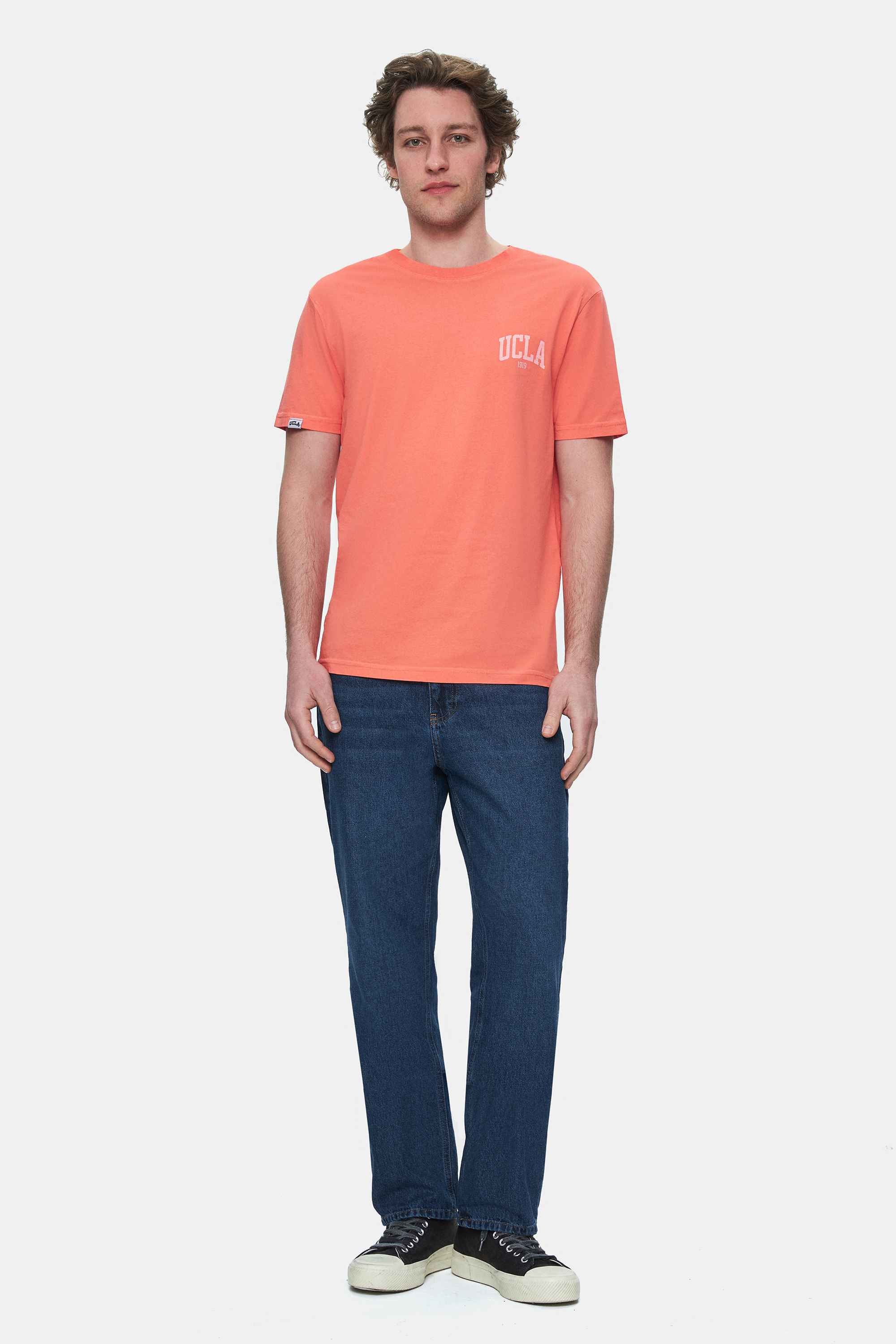 TATUM Sıcak Pembe Bisiklet Yaka Baskılı Standard Fit Erkek Tshirt