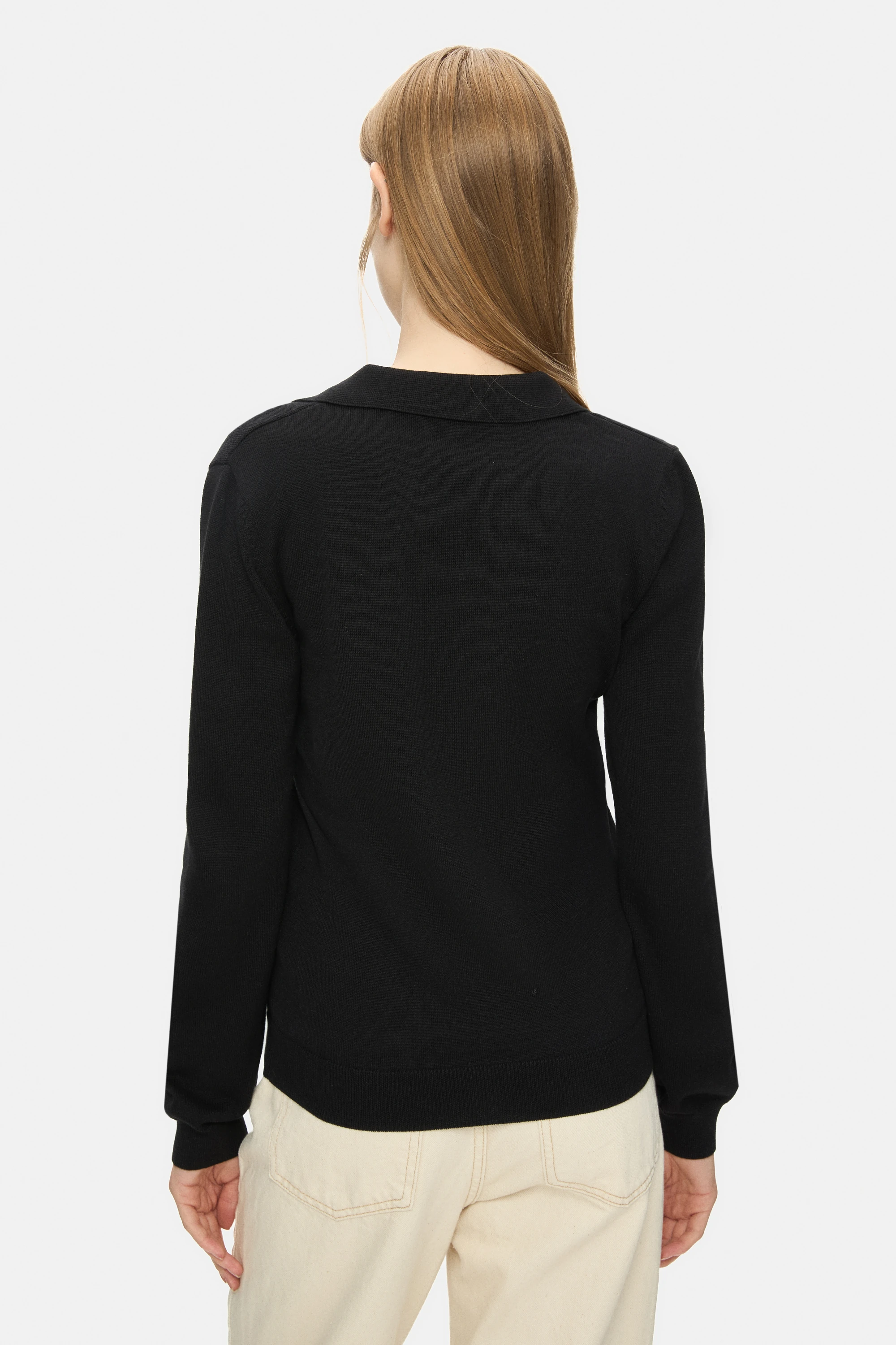 IRENE Siyah Polo Yaka Triko Metal Logolu Standard Fit Kadın Triko