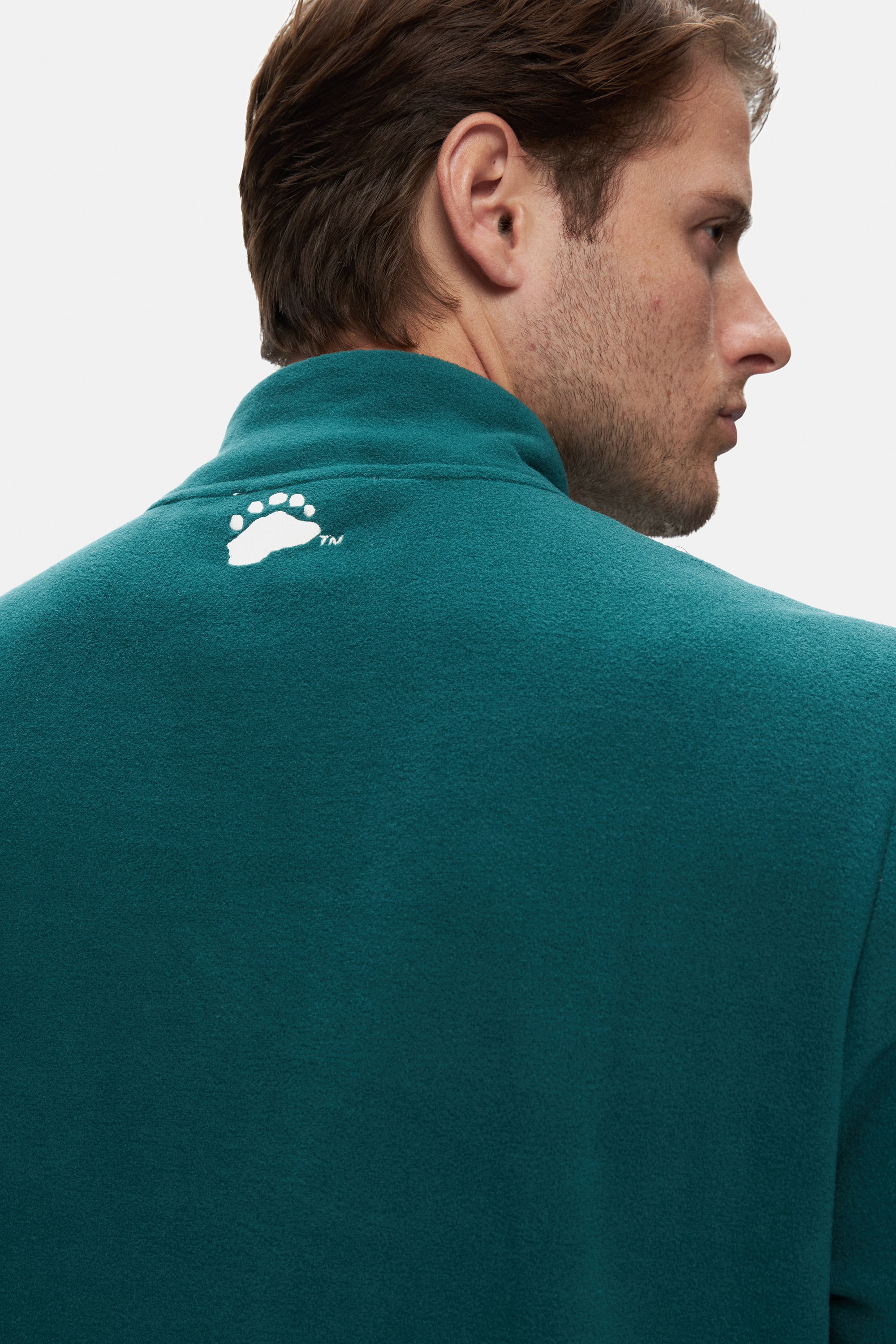 CORNING Yeşil Yarım Fermuarlı Nakışlı Polar Standard Fit Erkek Sweatshirt