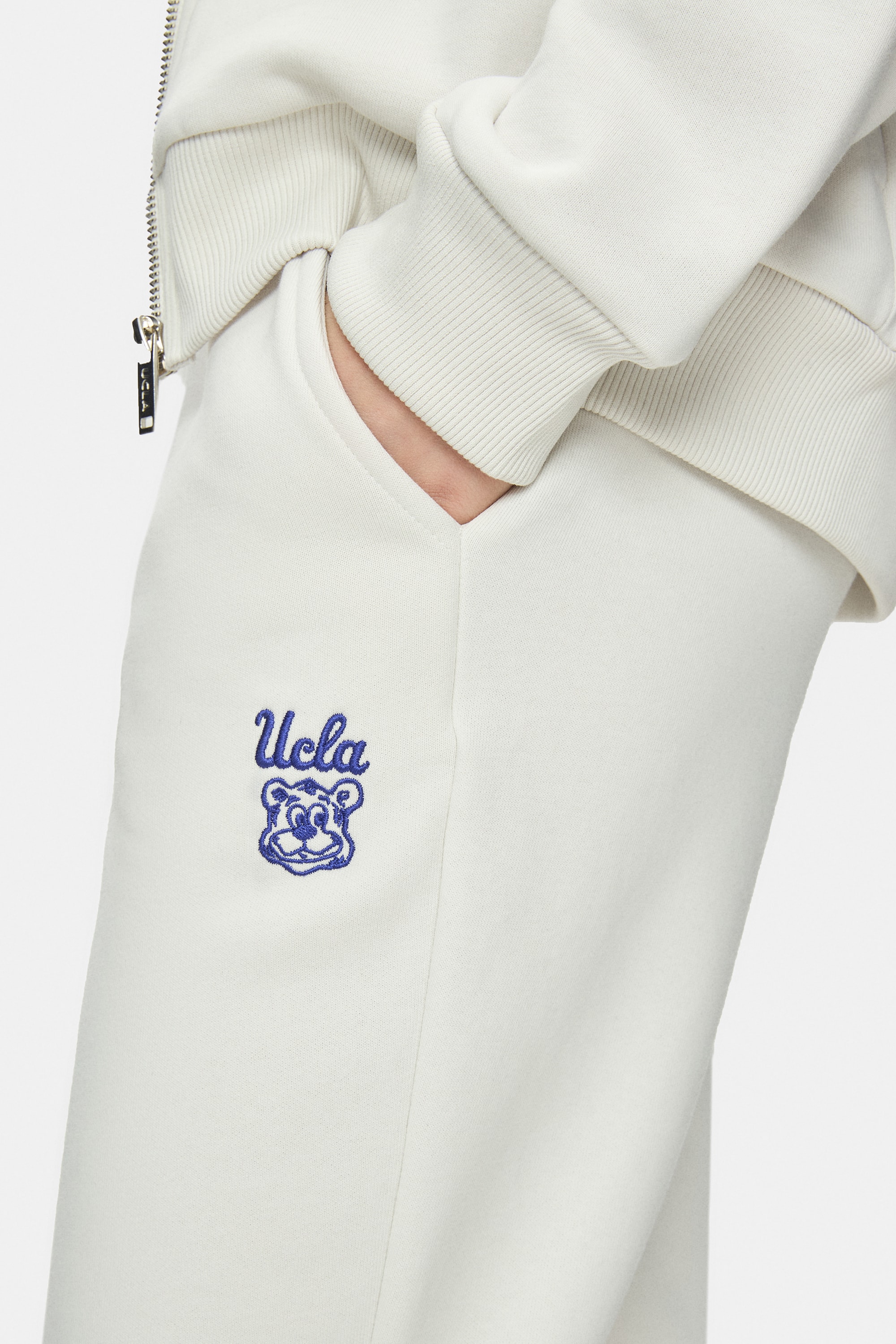 MARAIS Kemik Rengi Daralan Kesim Paçası Lastikli Baskılı Standard Fit Kadın Eşofman Alt