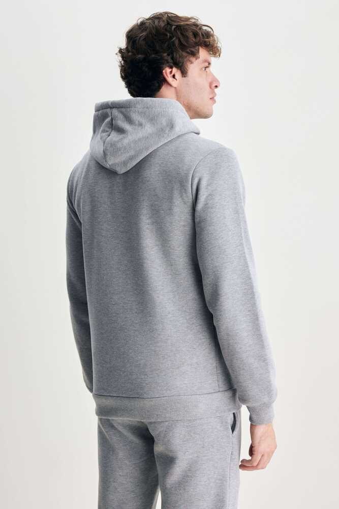 JEPSEN Gri Kapüşonlu Nakışlı Standard Fit Erkek Sweatshirt