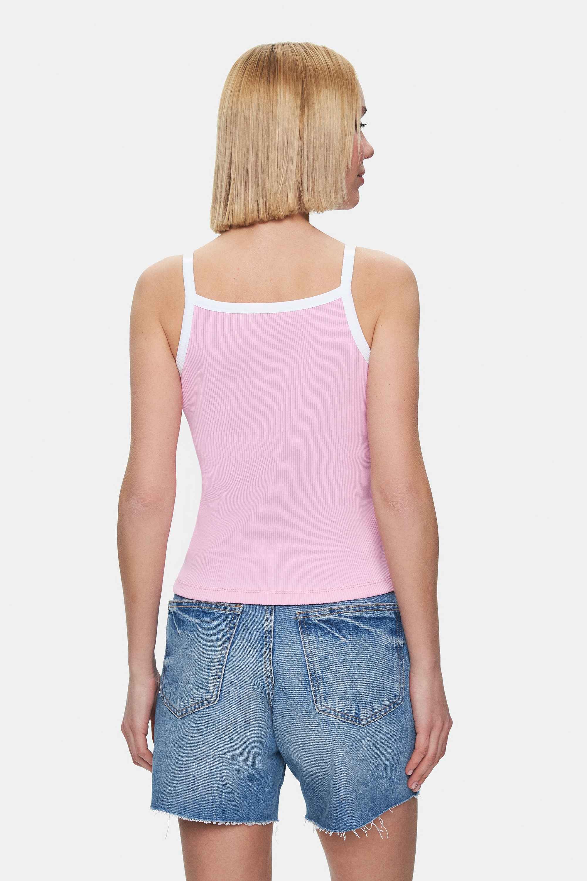 PALMER Açık Pembe Askılı Nakışlı Standard Fit Kadın Crop