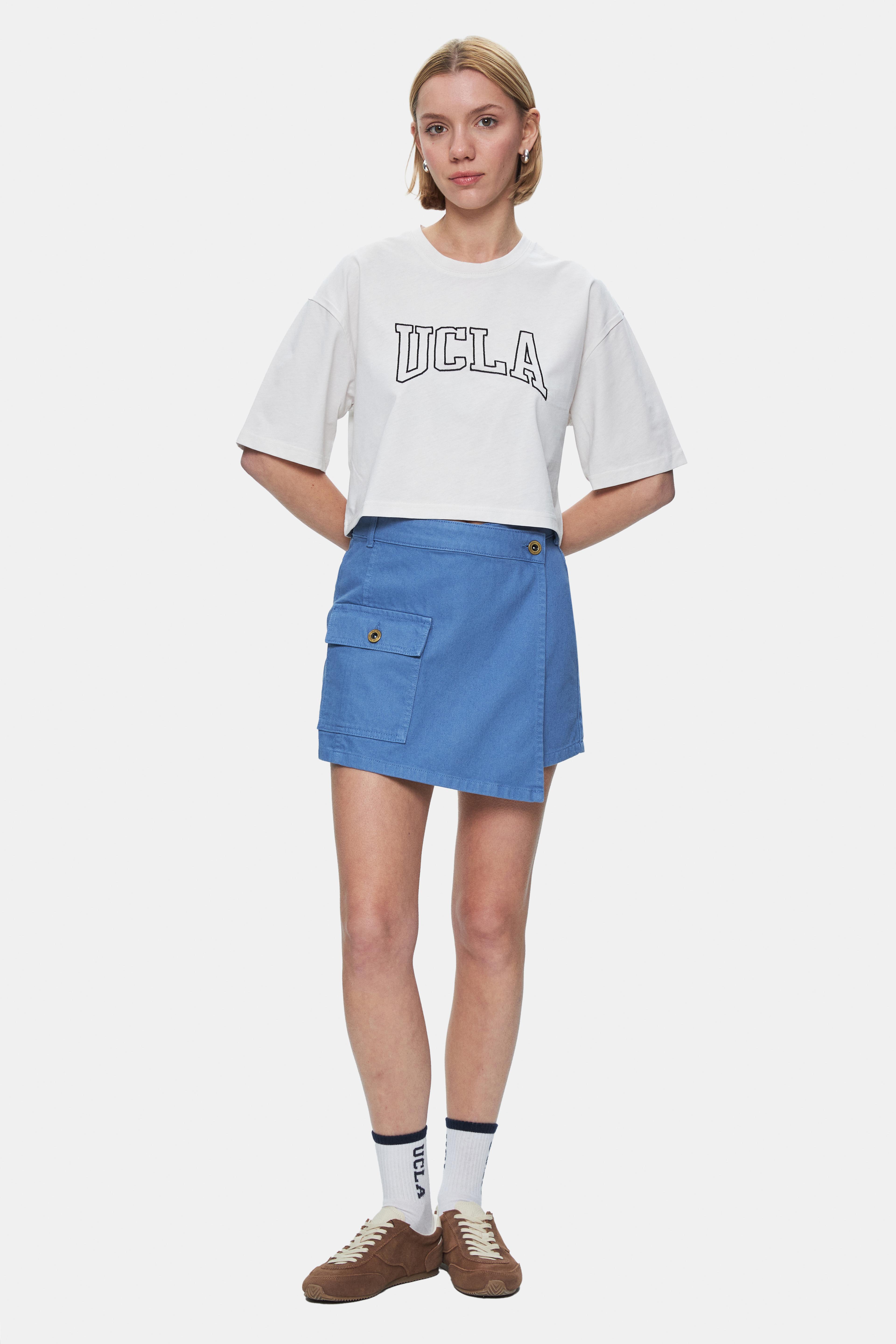 LINDA Mavi Yıkamalı Denim Şort Etek Standard Fit Kadın Şort