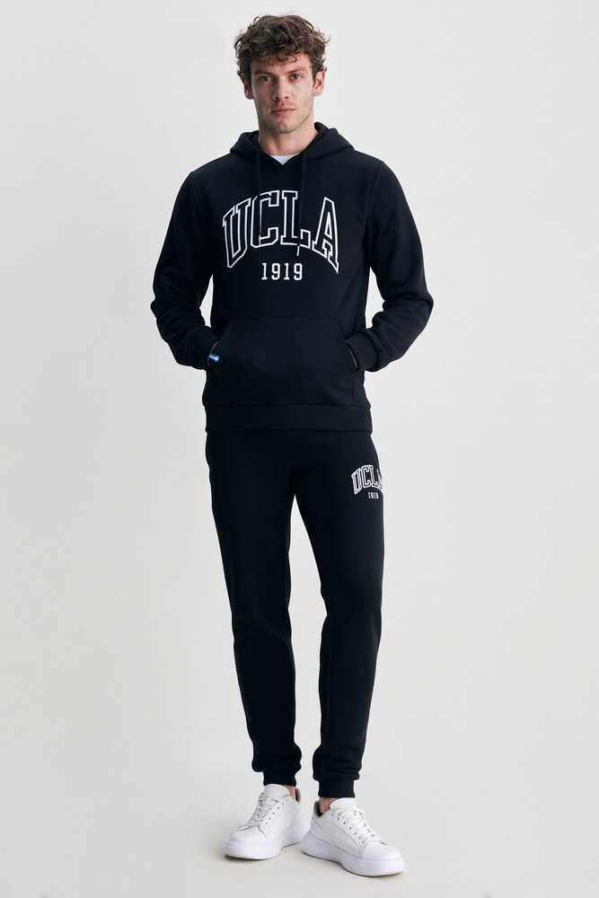 JEPSEN Siyah Kapüşonlu Nakışlı Standard Fit Erkek Sweatshirt