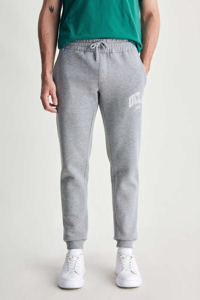 OTTO Gri Rahat Paça Nakışlı Standard Fit Erkek Eşofman Altı