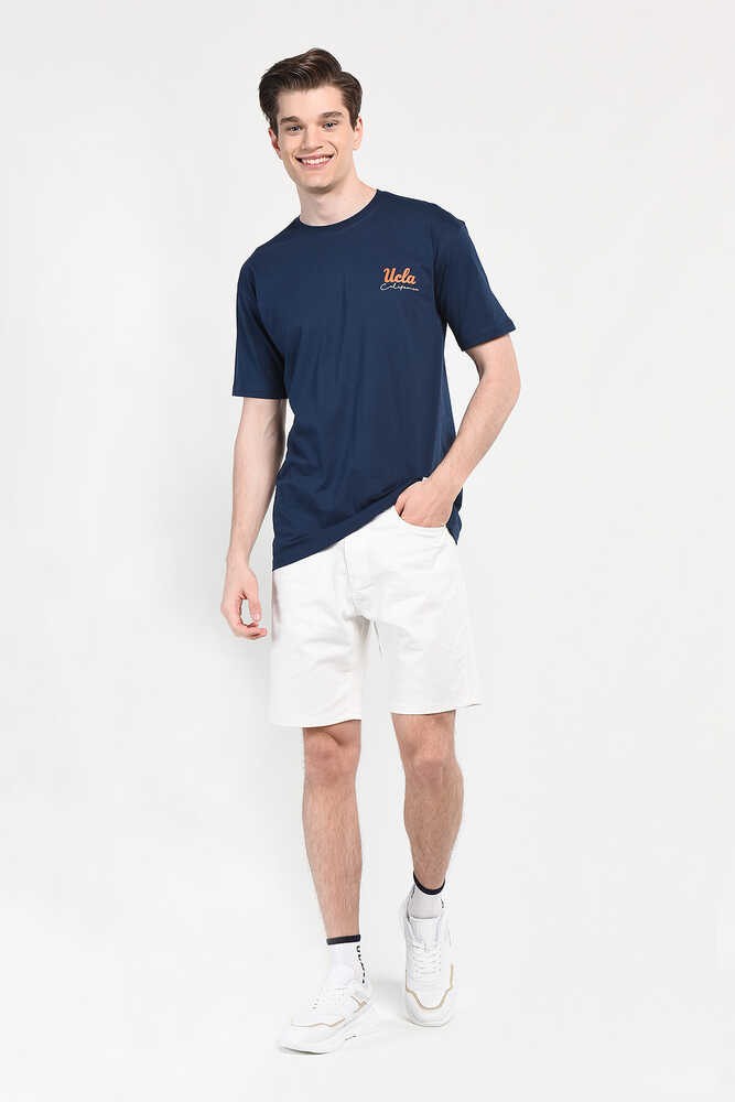 GREGG Lacivert Bisiklet Yaka baskılı Loose Fit Erkek Tshirt