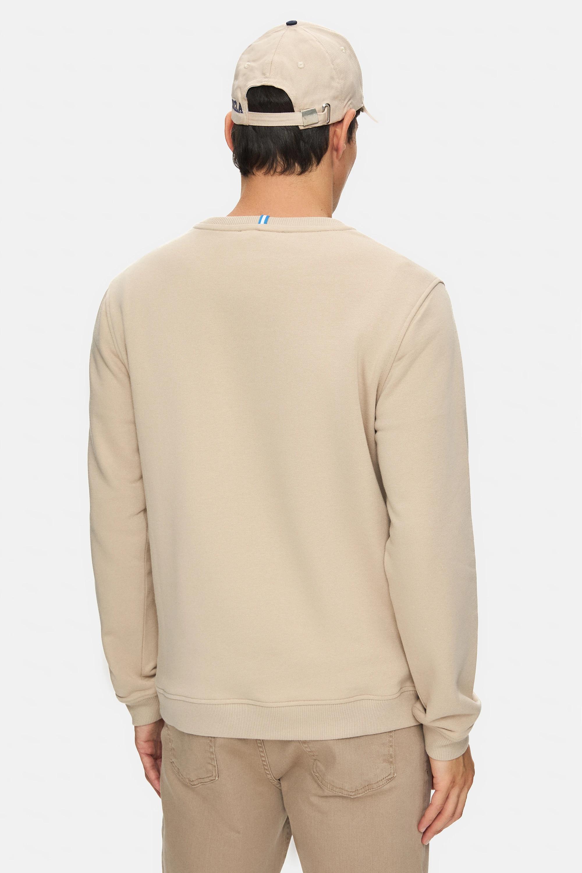 VALLEY Koyu Bej Bisiklet Yaka Baskılı Standard Fit Erkek Sweatshirt