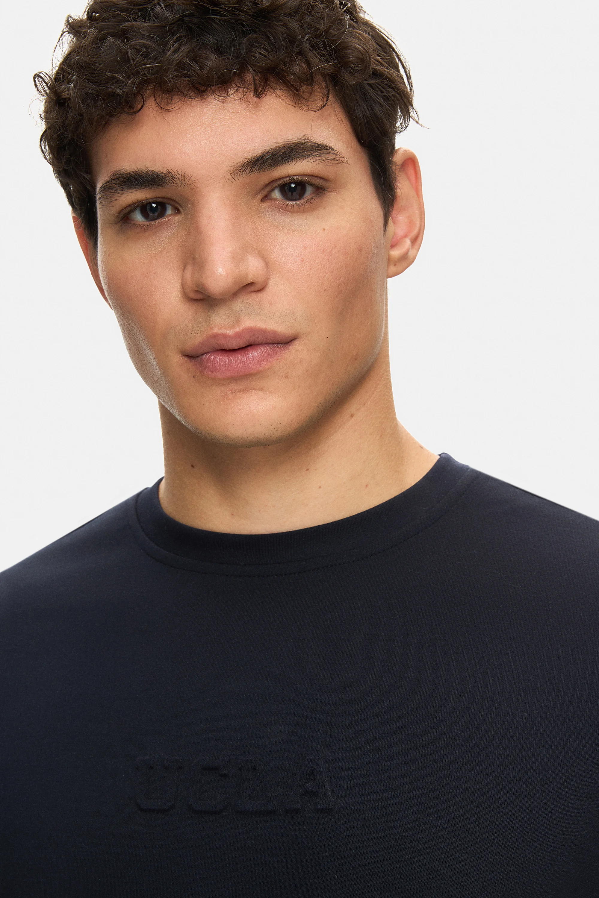 CANARY Lacivert Bisiklet Yaka Gofre Baskılı Modal Kumaş Standard Fit Erkek Tshirt