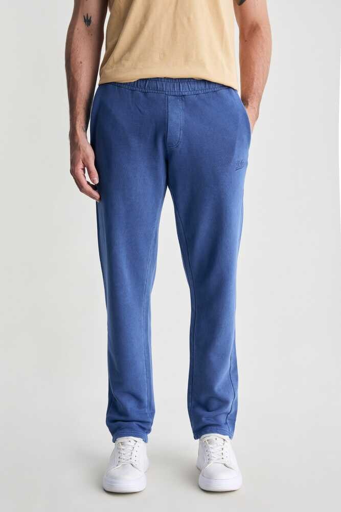 OLEG Lacivert Rahat Paça Nakışlı Standard Fit Erkek Eşofman Altı