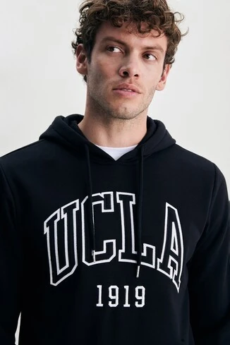 JEPSEN Siyah Kapüşonlu Nakışlı Standard Fit Erkek Sweatshirt