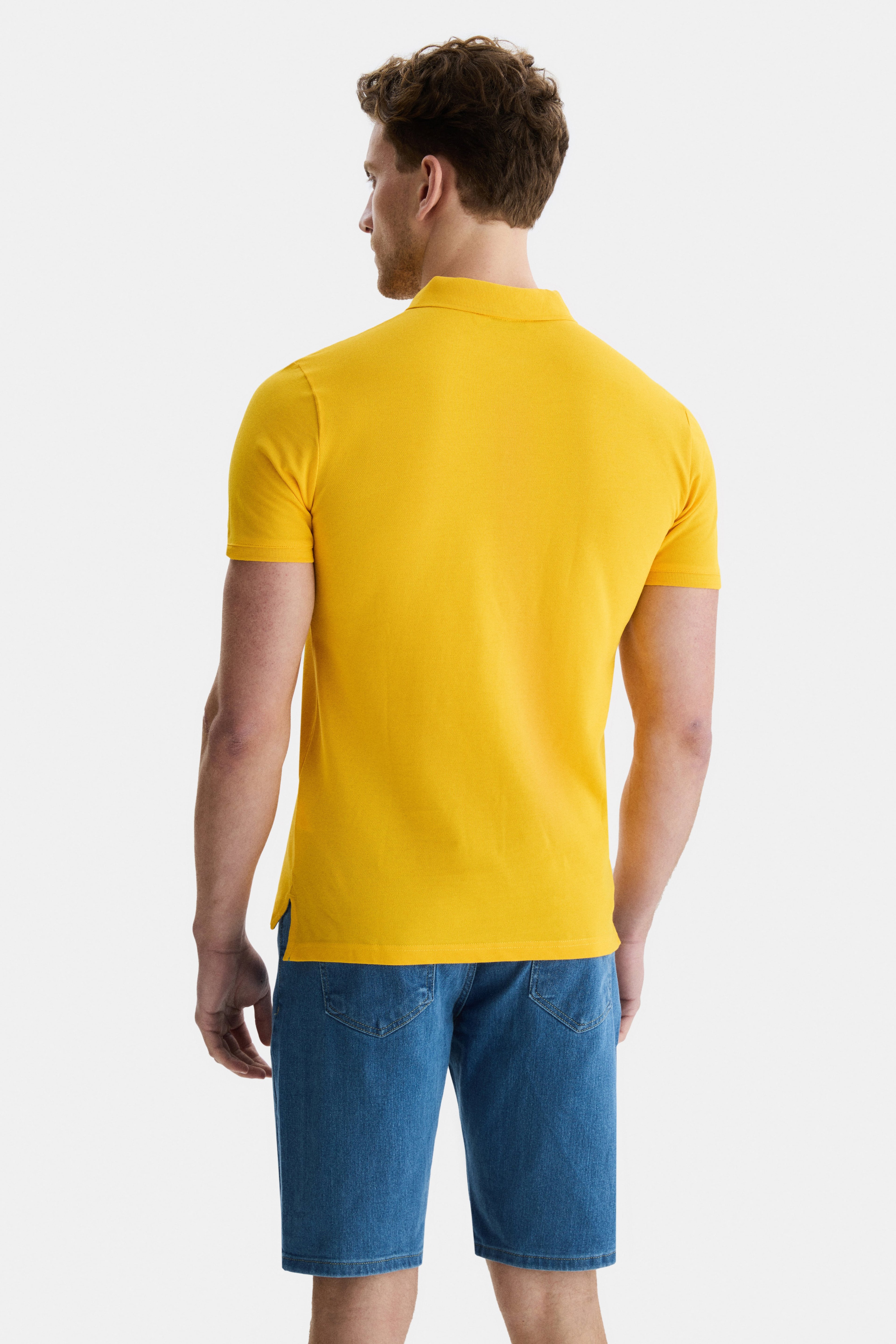 LAKES Sarı Polo Yaka Nakışlı Standard Fit Erkek Tshirt