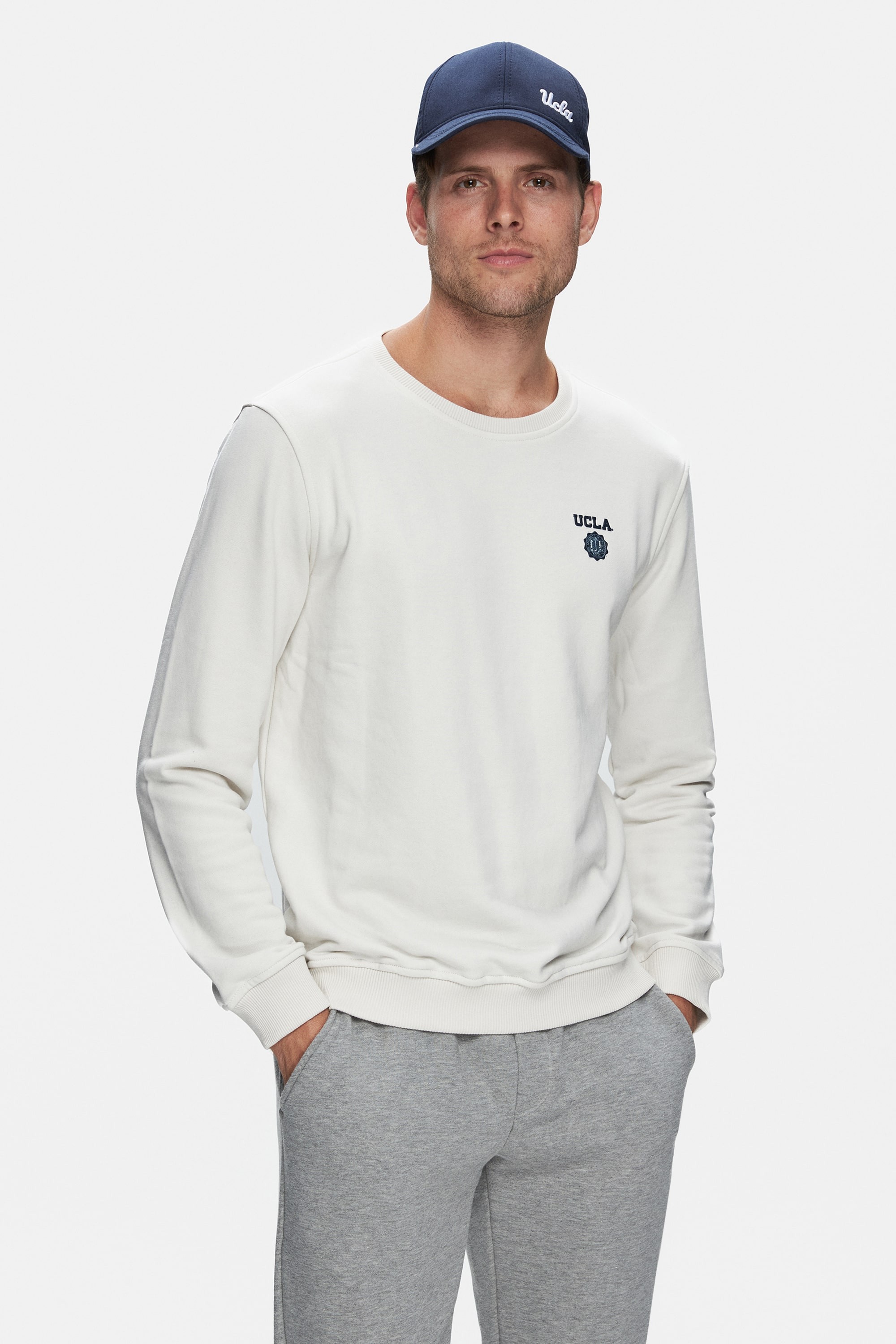 VALLEY Bej Bisiklet Yaka Baskılı Standard Fit Erkek Sweatshirt