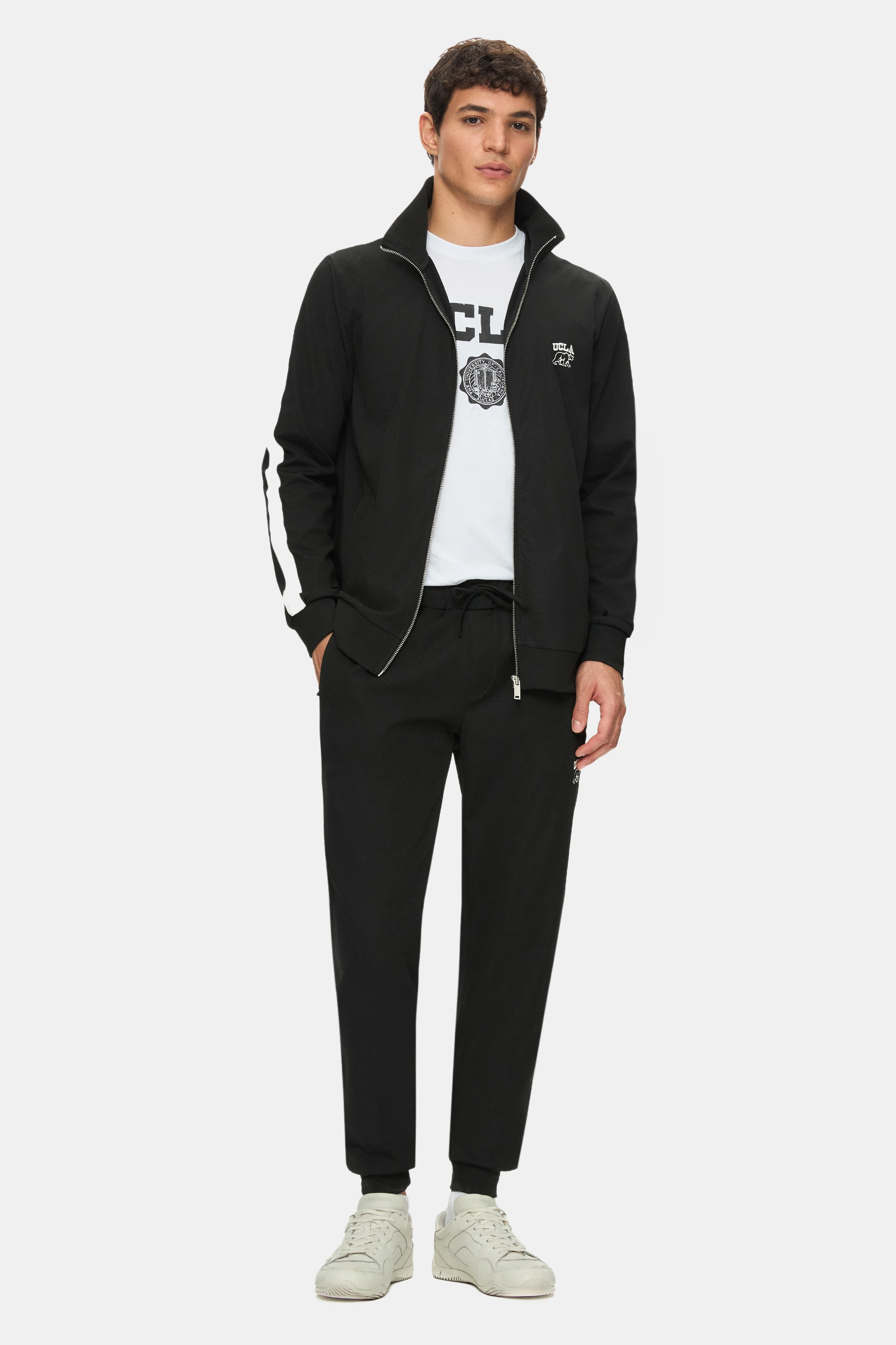 HALSTON Siyah Fermuarlı ve Cepli Nakışlı Standard Fit Erkek Sweatshirt