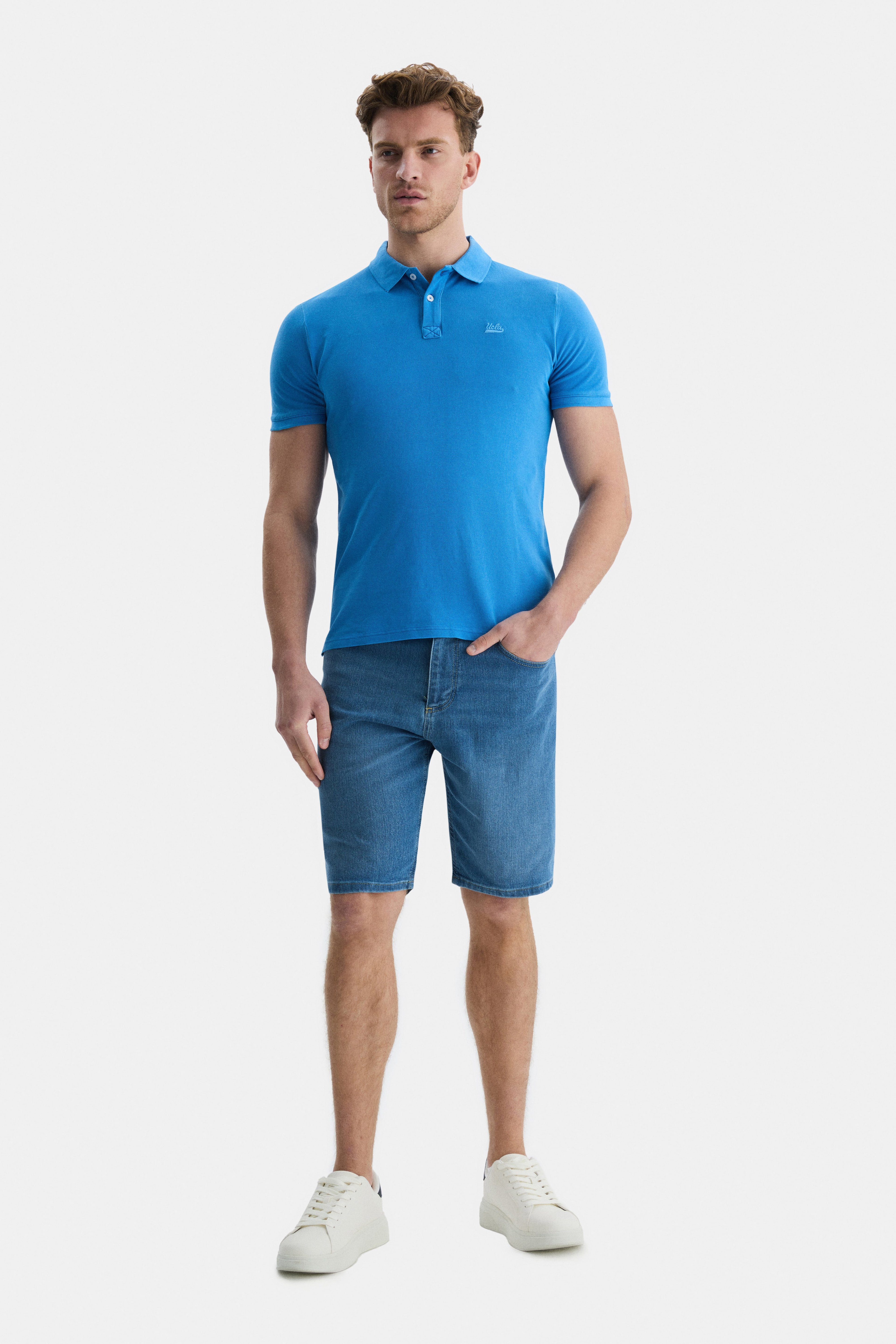 GERARD Mavi Polo Yaka Nakışlı Standard Fit Erkek Tshirt