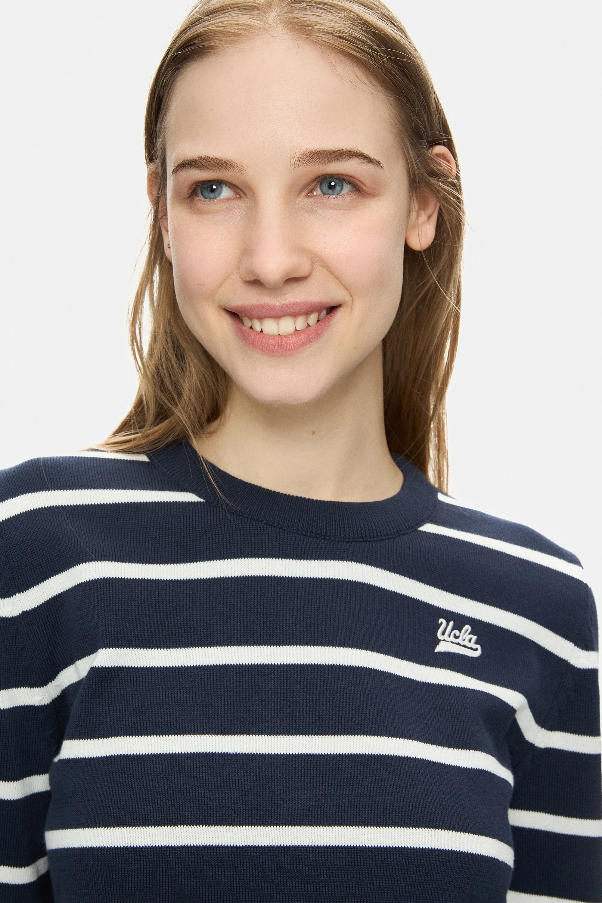 TERESA Lacivert Bisiklet Yaka Nakışlı Standard Fit Kadın Triko