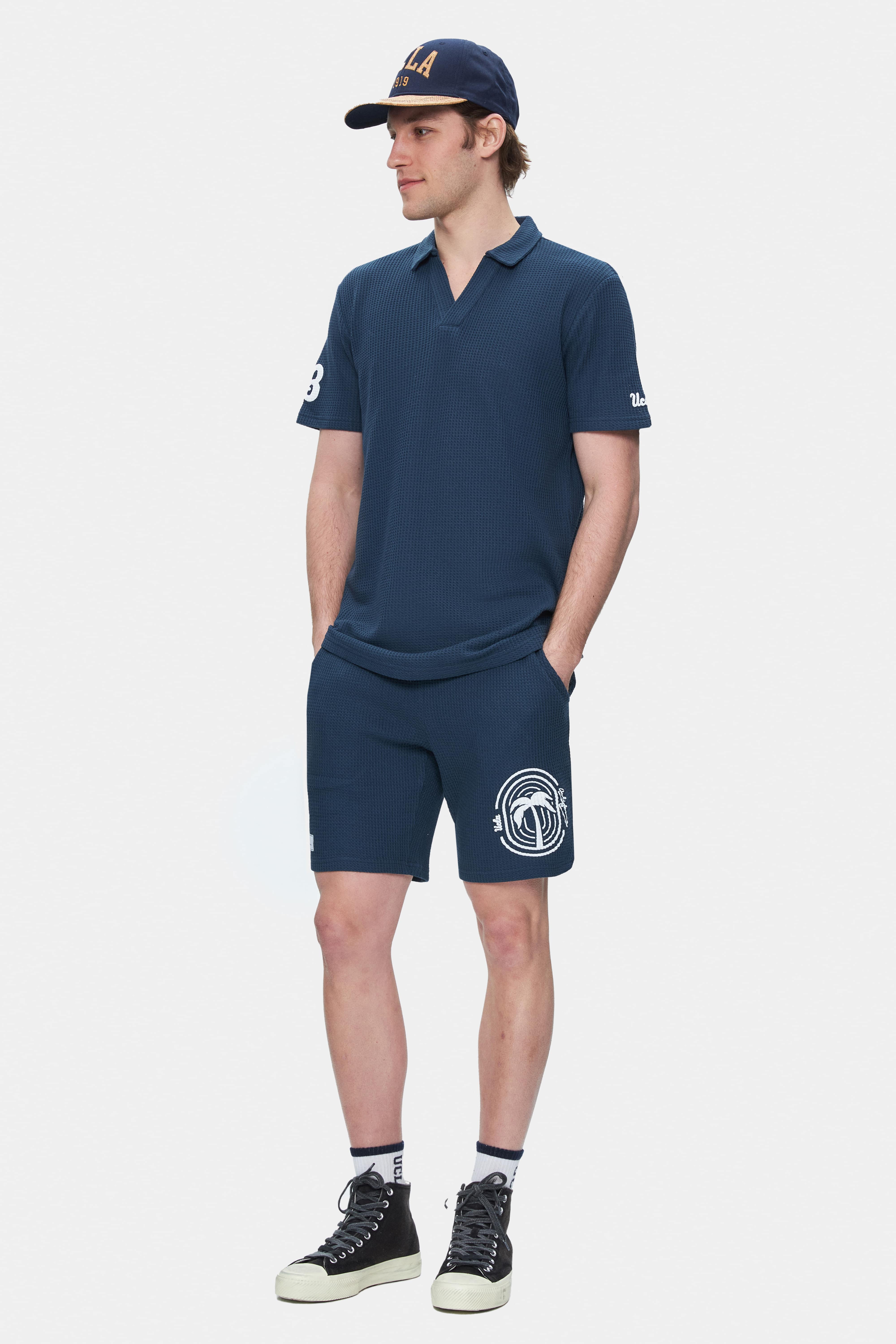 RUSSEL Lacivert Polo Yaka baskılı Standard Fit Erkek Tshirt