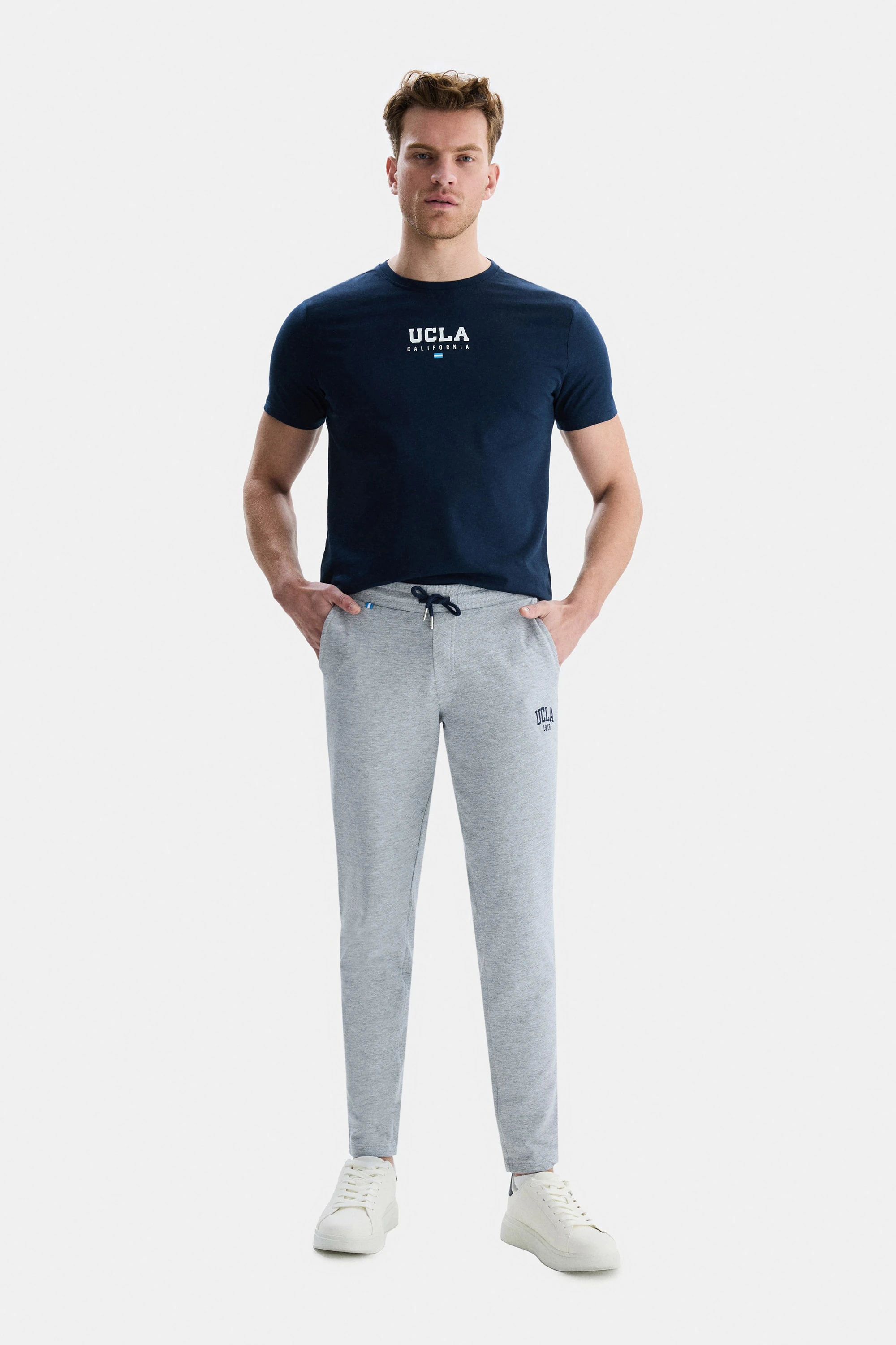 CONNOR Gri Nakışlı Standard Fit Erkek Eşofman Altı