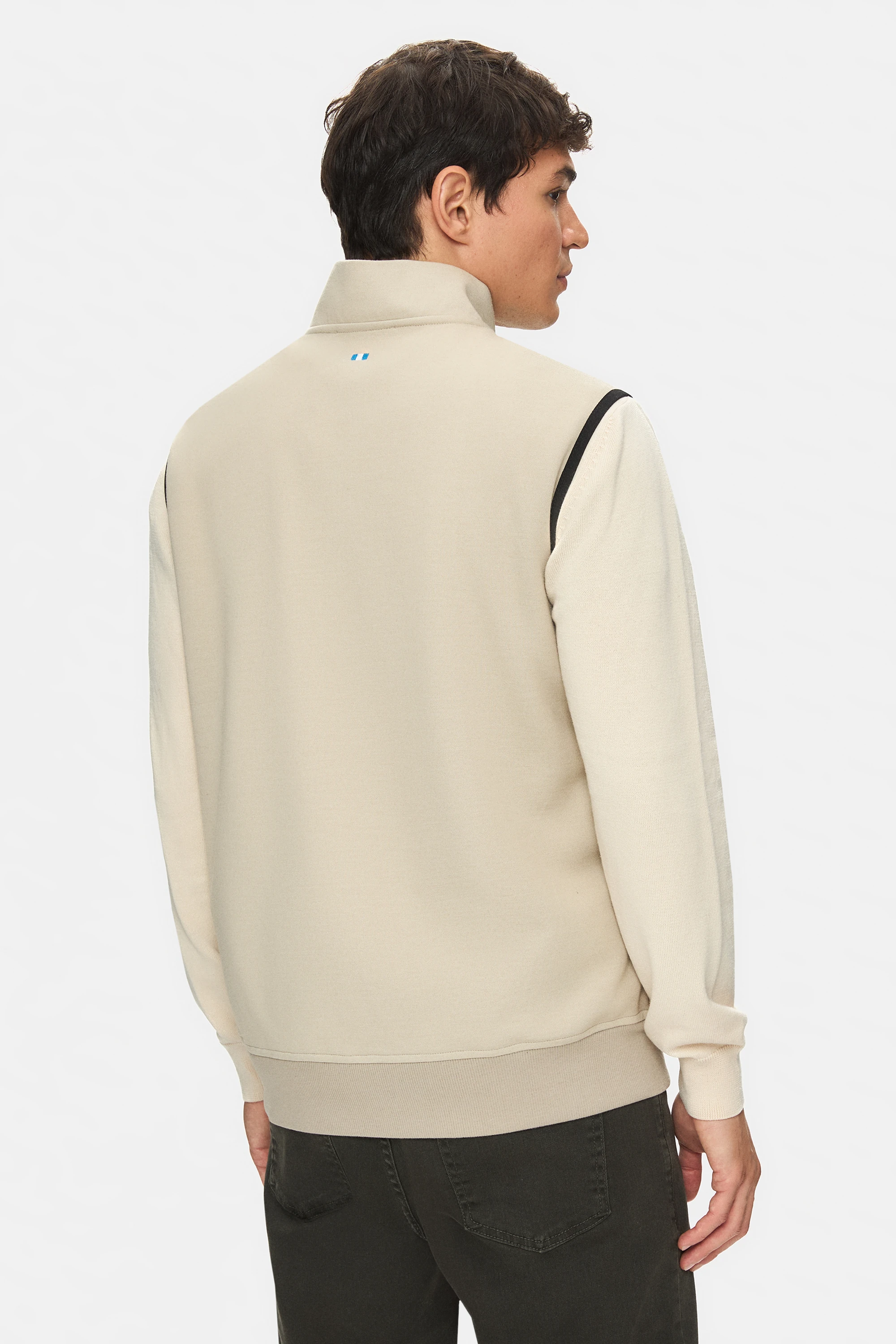 MATHIAS Koyu Bej Fermuarlı ve Cepli Scuba Kumaş Standard Fit Erkek Yelek