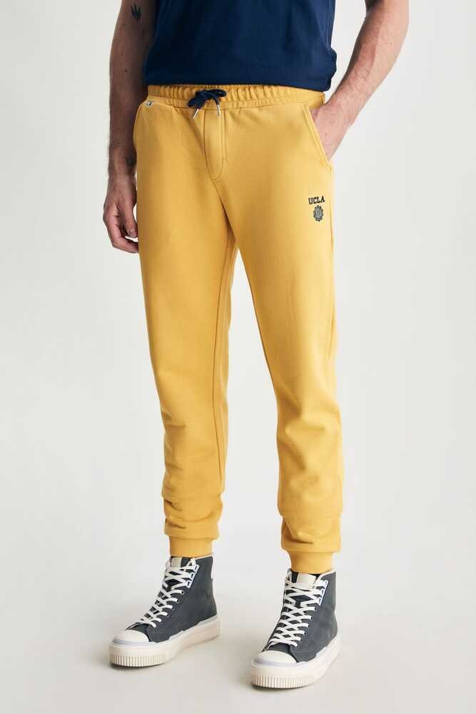 LUSKIN Sarı Daralan Kesim Baskılı Standard Fit Erkek Eşofman Altı