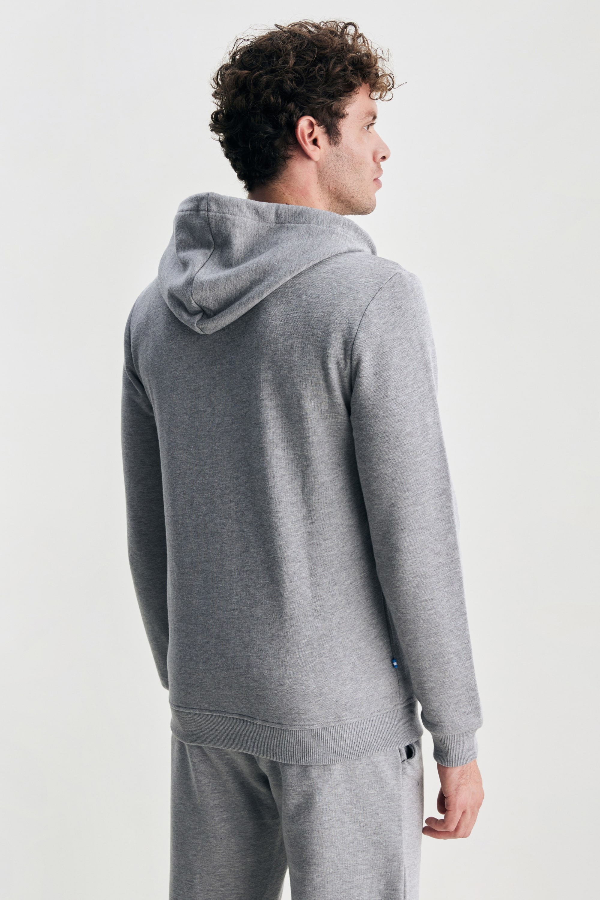 HILGARD Gri Kapüşonlu Ve Fermuarlı Baskılı Standard Fit Erkek Sweatshirt