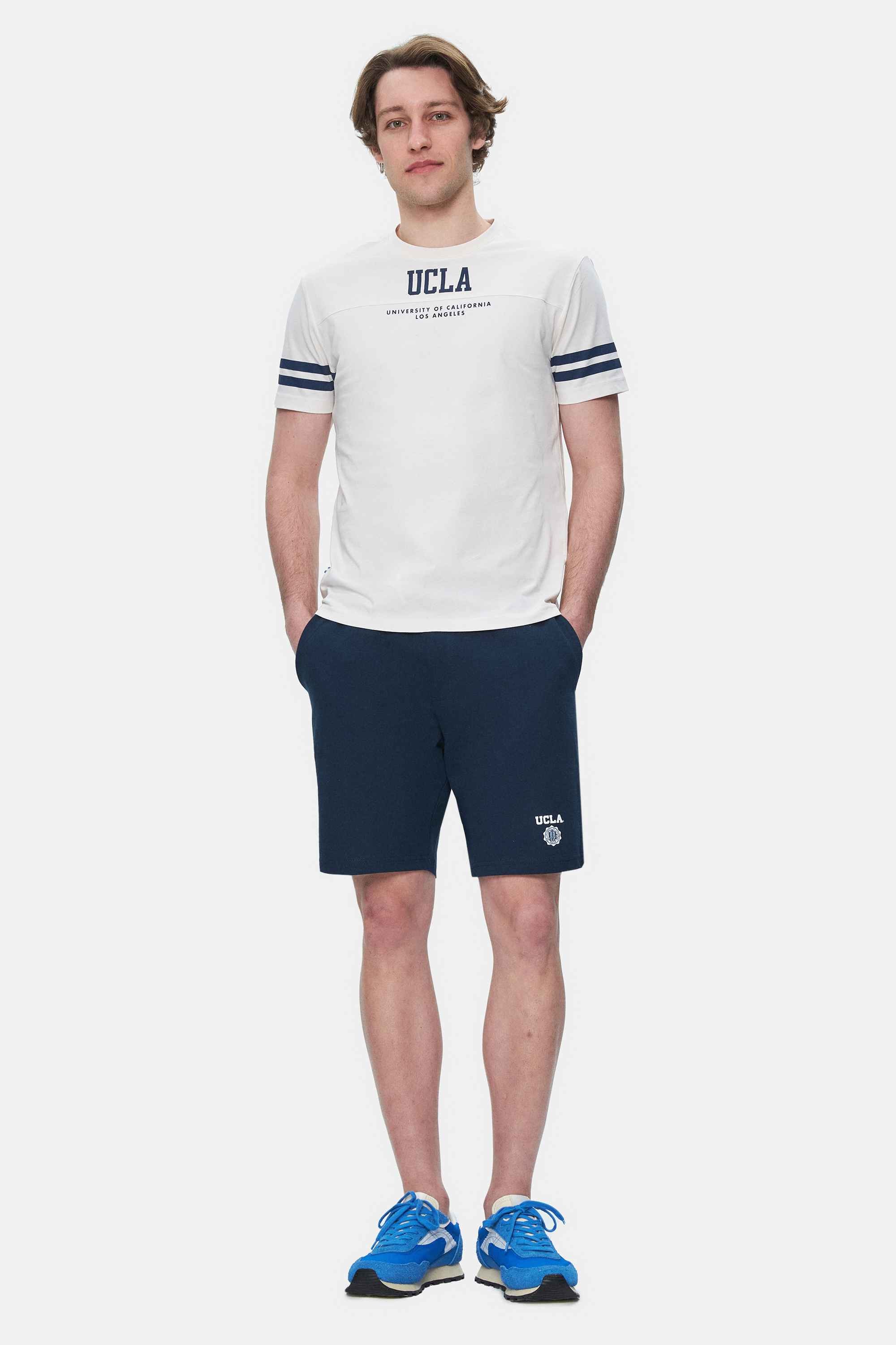 STARK Kemik Rengi Kolu Şeritli Bisiklet Yaka Baskılı Standard Fit Erkek Tshirt