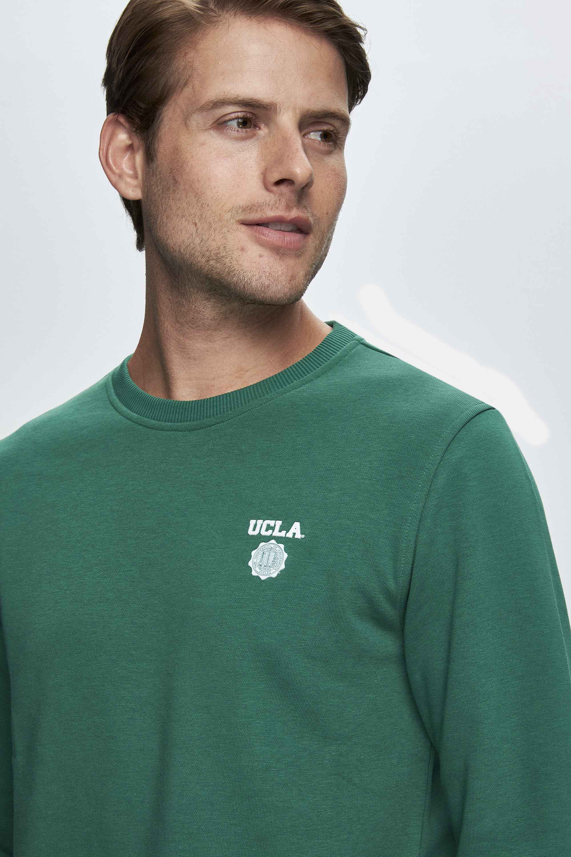 VALLEY Koyu Yeşil Bisiklet Yaka Baskılı Standard Fit Erkek Sweatshirt