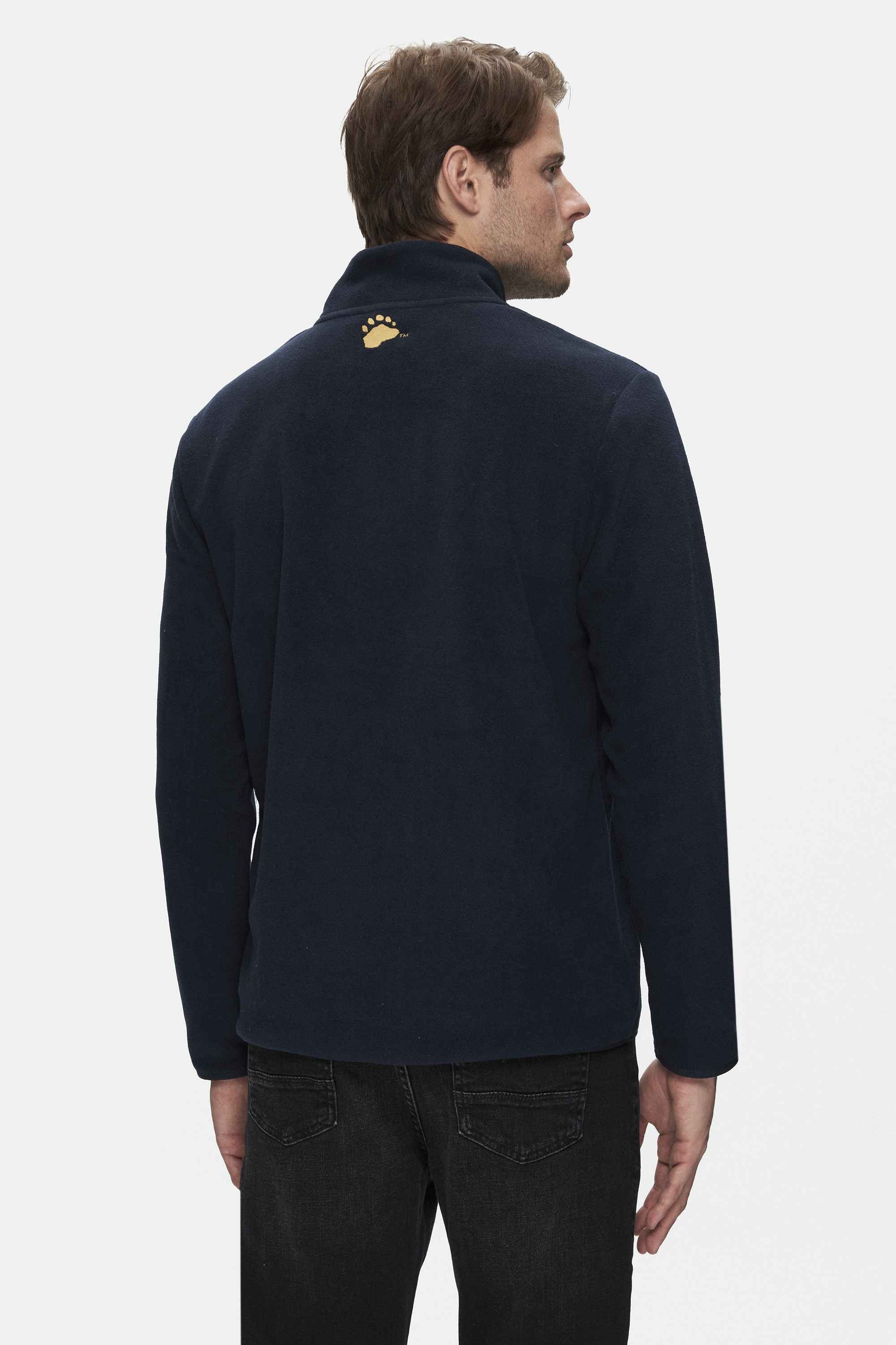GREMIO Lacivert Polar Dik Yaka Nakışlı Standard Fit Erkek Sweatshirt