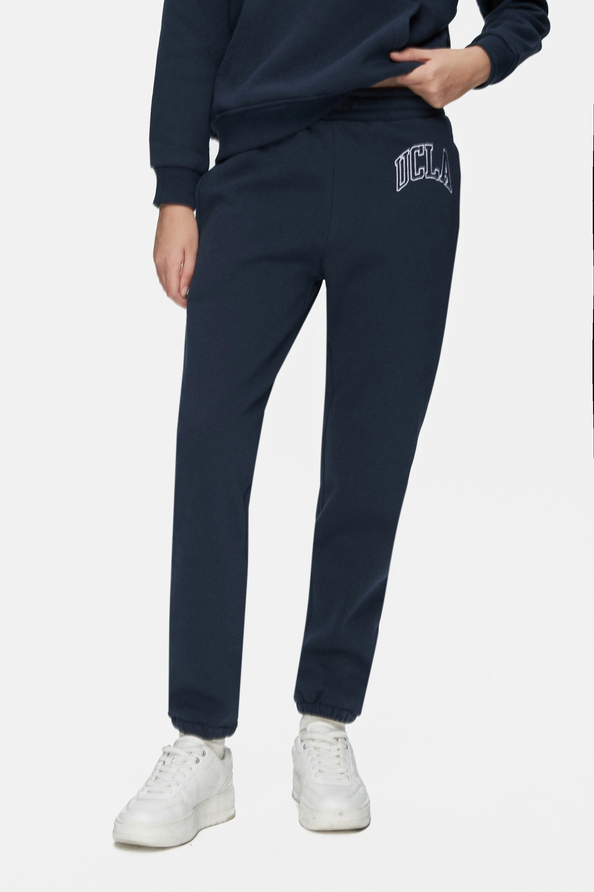 JULES Lacivert Rahat Paça Nakışlı Şardonlu Standard Fit Kadın Eşofman Altı