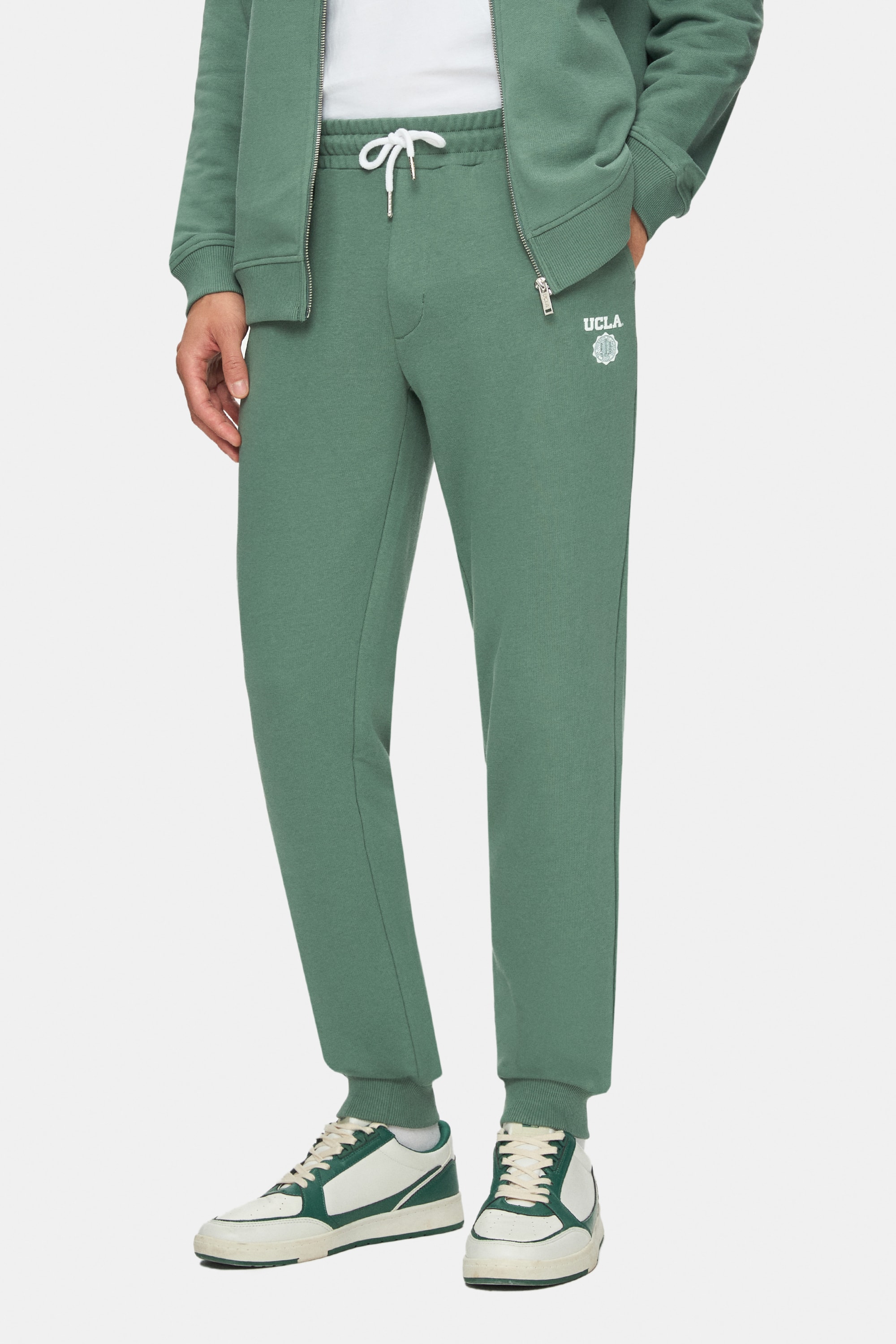 LUSKIN Adaçayı Yeşili Daralan Kesim Paçası Lastikli Baskılı Standard Fit Erkek Eşofman Alt