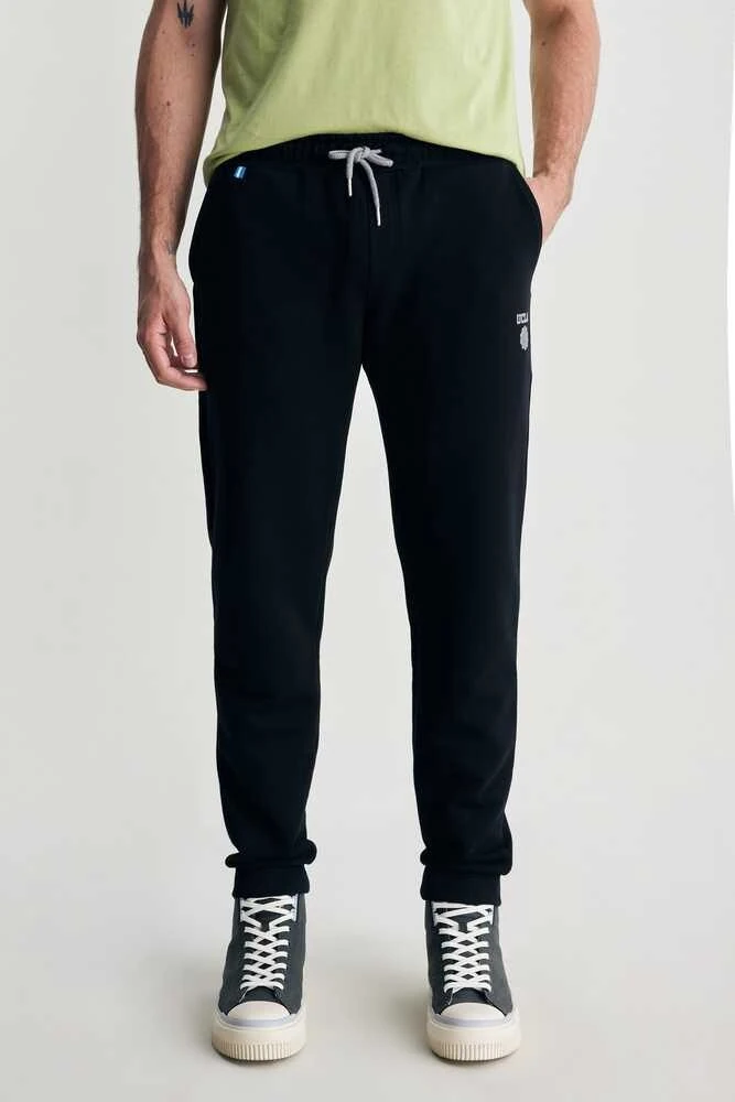 LUSKIN Siyah Daralan Kesim Baskılı Standard Fit Erkek Eşofman Altı