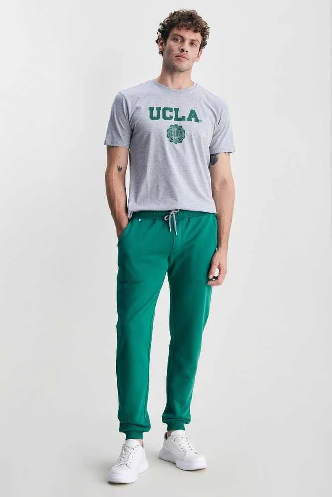 LUSKIN Yeşil Daralan Kesim Baskılı Standard Fit Erkek Eşofman Altı