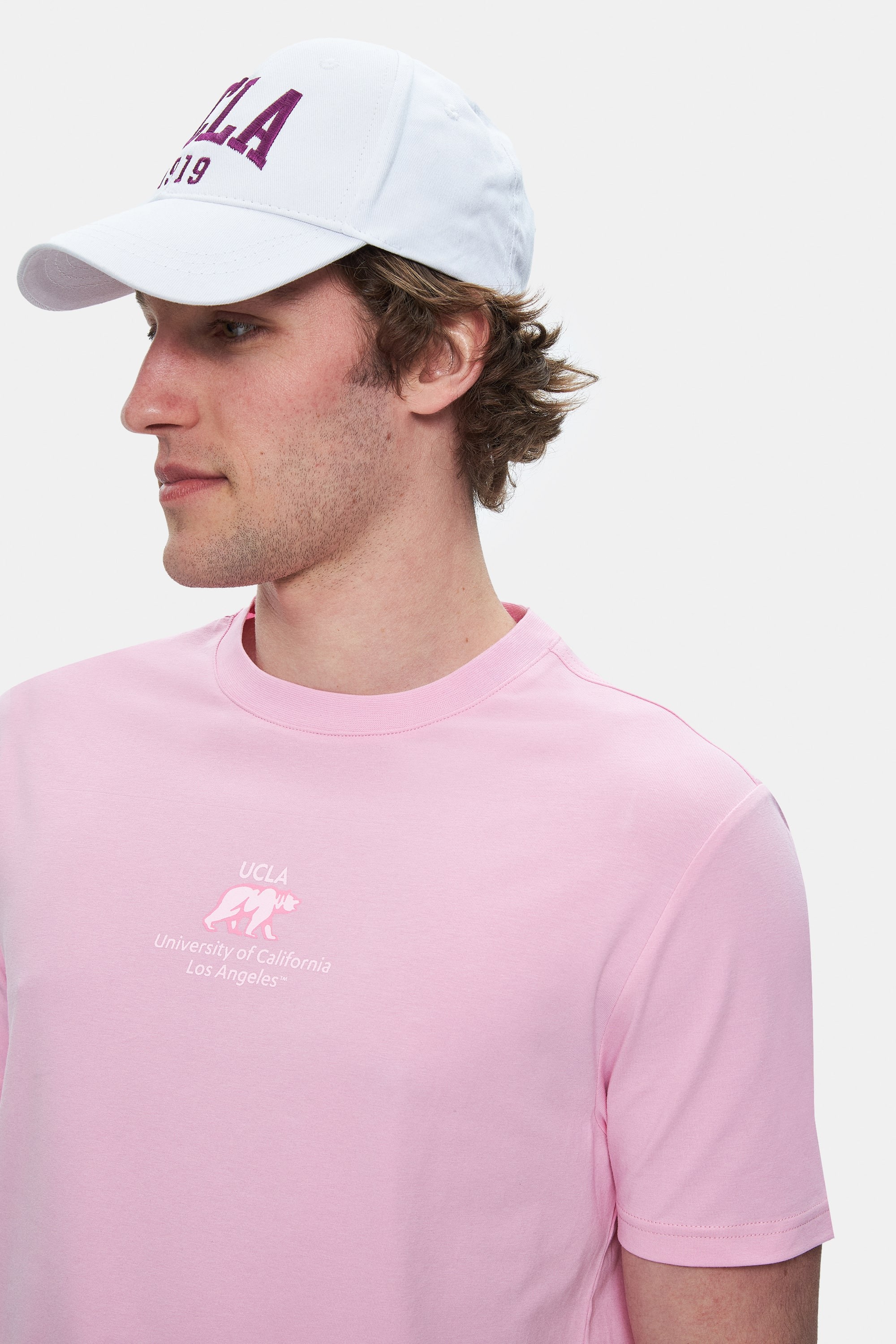 FABIO Açık Pembe Bisiklet Yaka Baskılı Standard Fit Erkek Tshirt