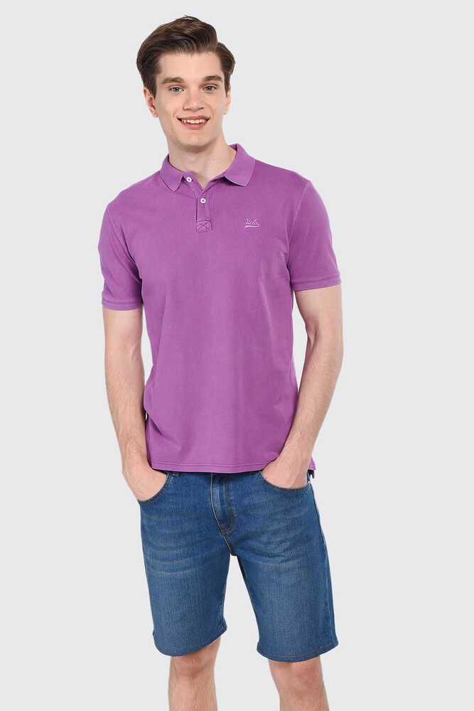 GERARD Mor Polo Yaka Nakışlı Standard Fit Erkek Tshirt