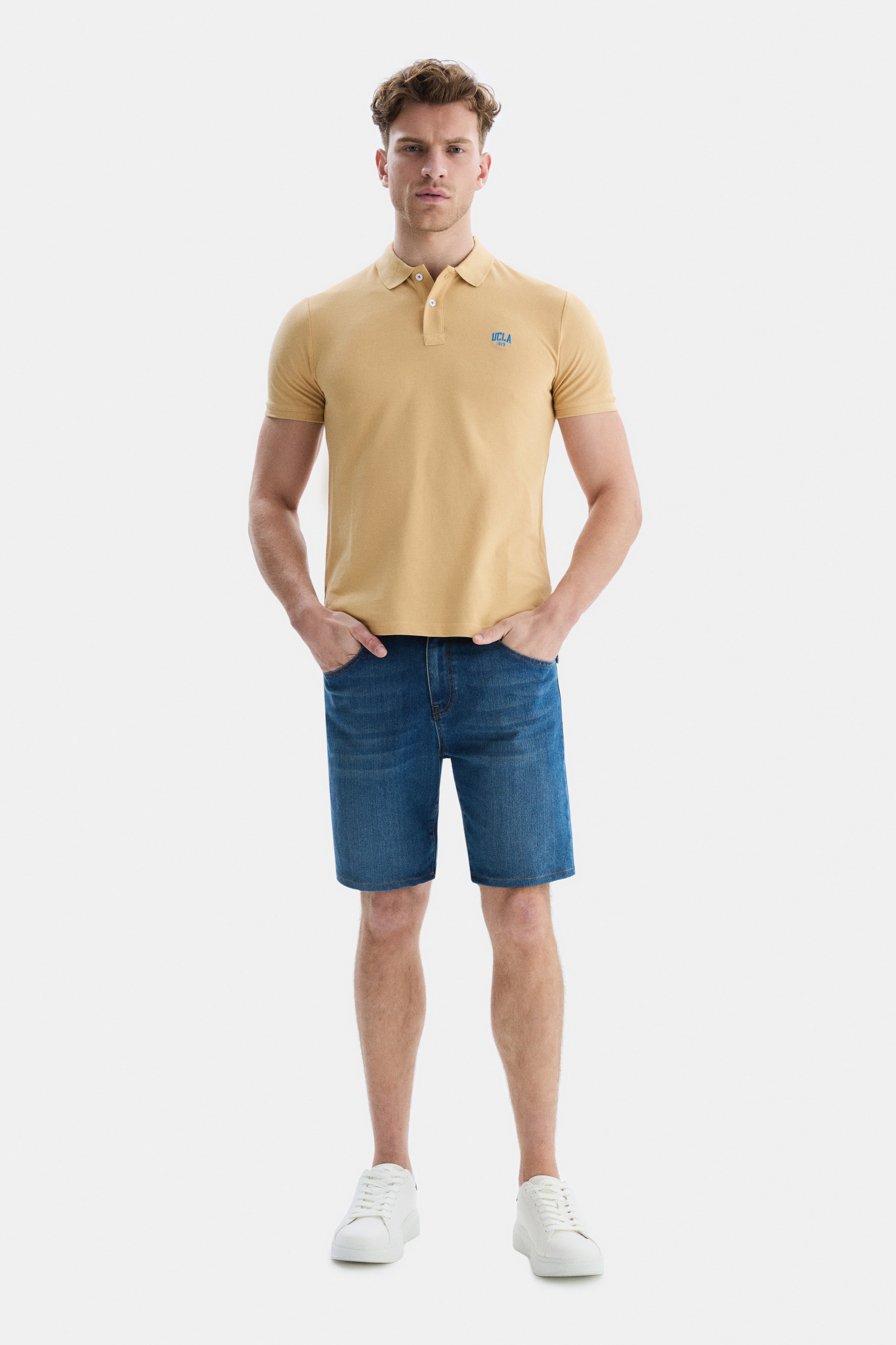 LAKES Kahve Polo Yaka Nakışlı Standard Fit Erkek Tshirt