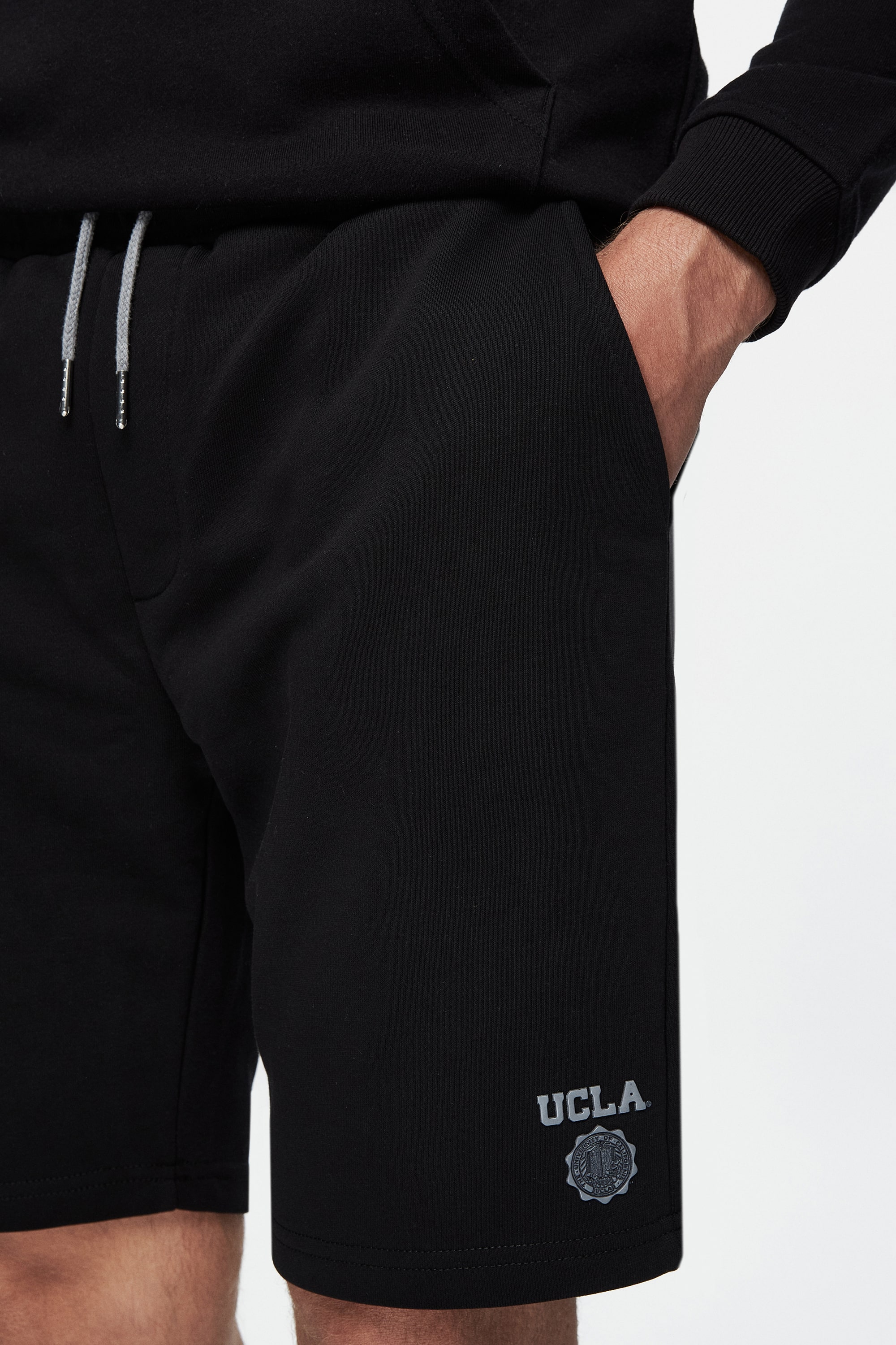 RANDY Siyah Baskılı Standard Fit Erkek Örme Şort